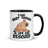 "The Best Things In Life Are Rescued" French Bulldog Mug | Fawn & White Colored