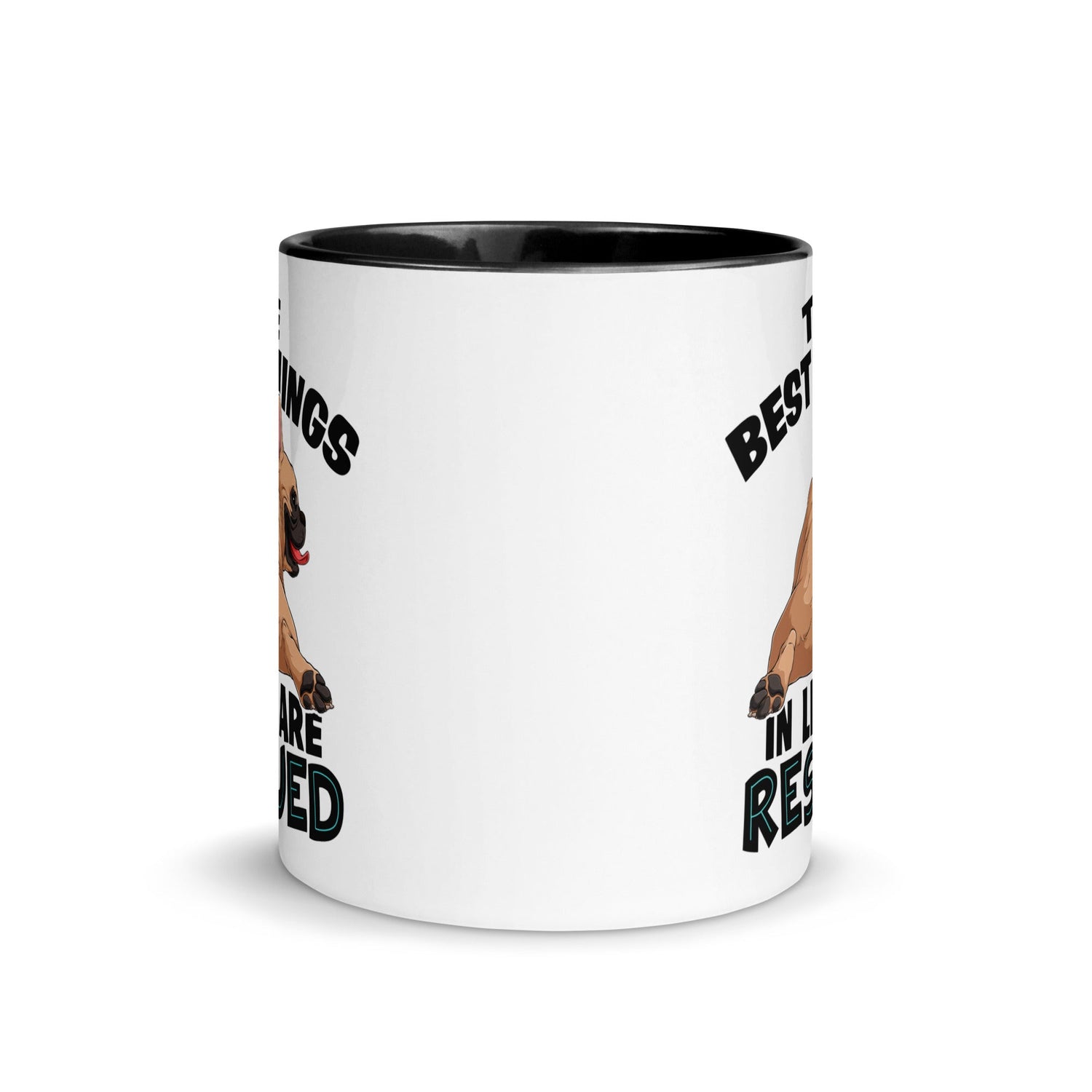 "The Best Things In Life Are Rescued" French Bulldog Mug | Fawn & White Colored