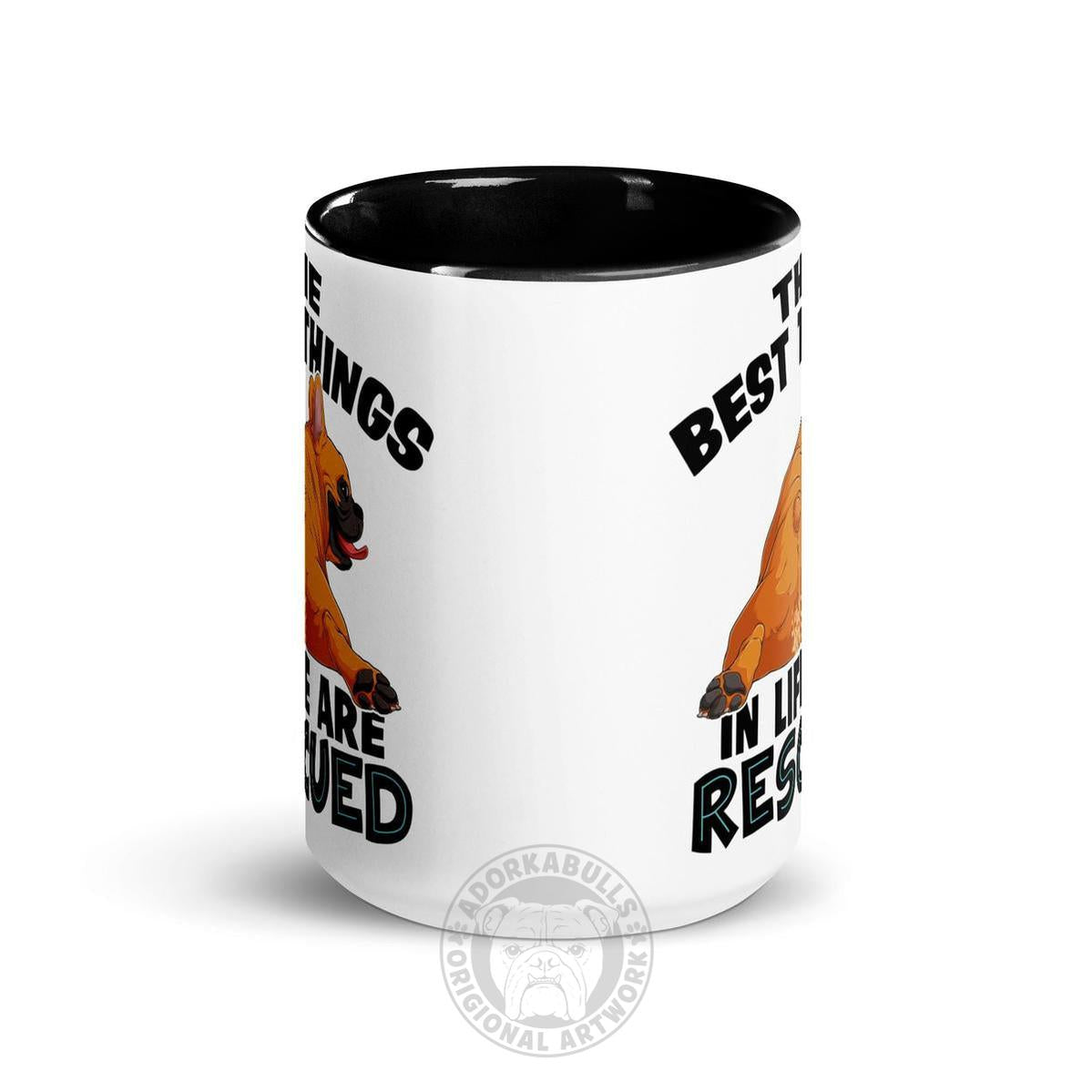 "The Best Things In Life Are Rescued" French Bulldog Mug | Red & White Colored