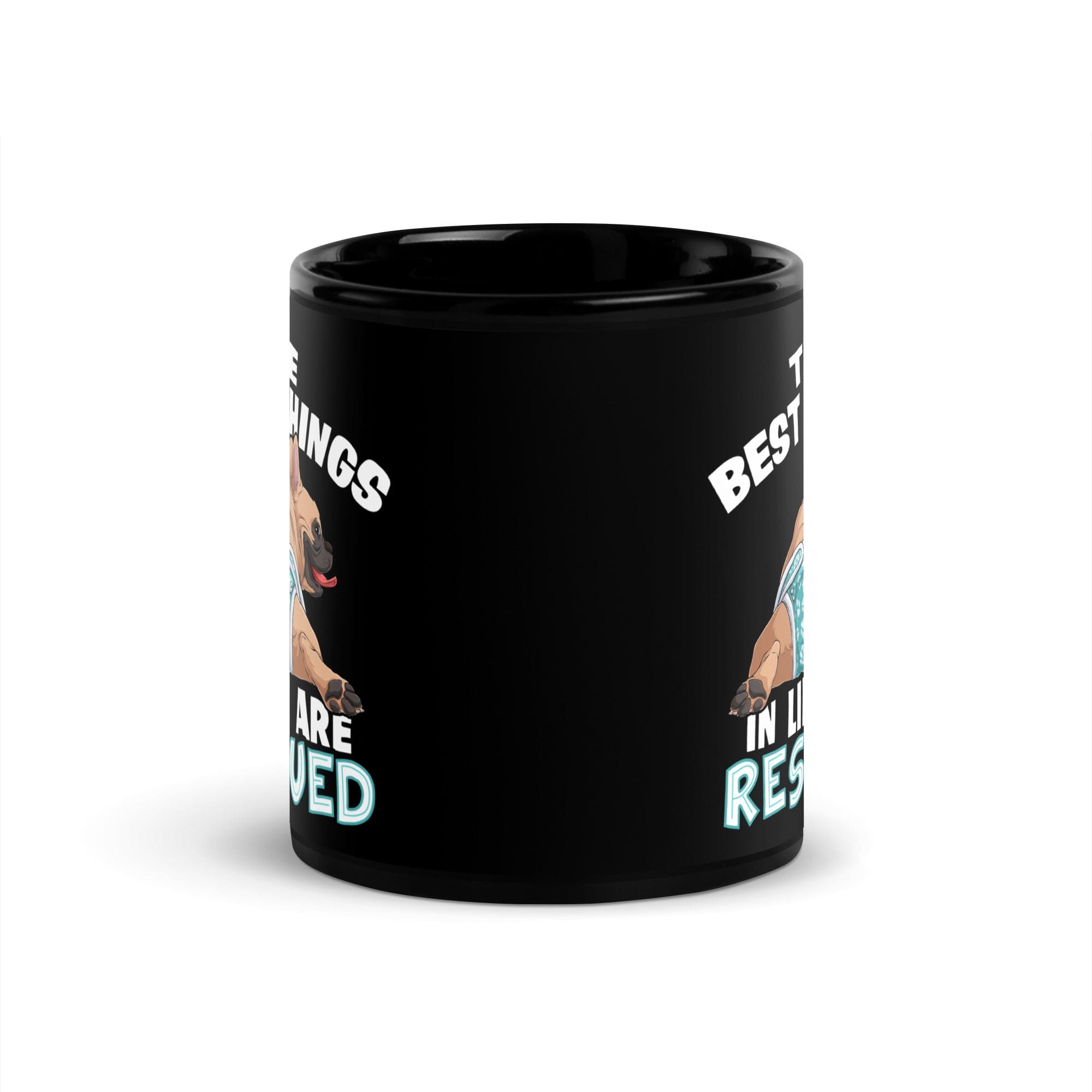 "The Best Things In Life Are Rescued" Male French Bulldog Mug | Fawn & White Colored with Spina Bifida