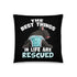 "The Best Things In Life Are Rescued" Male French Bulldog Throw Pillow | B&W Colored with Spina Bifida