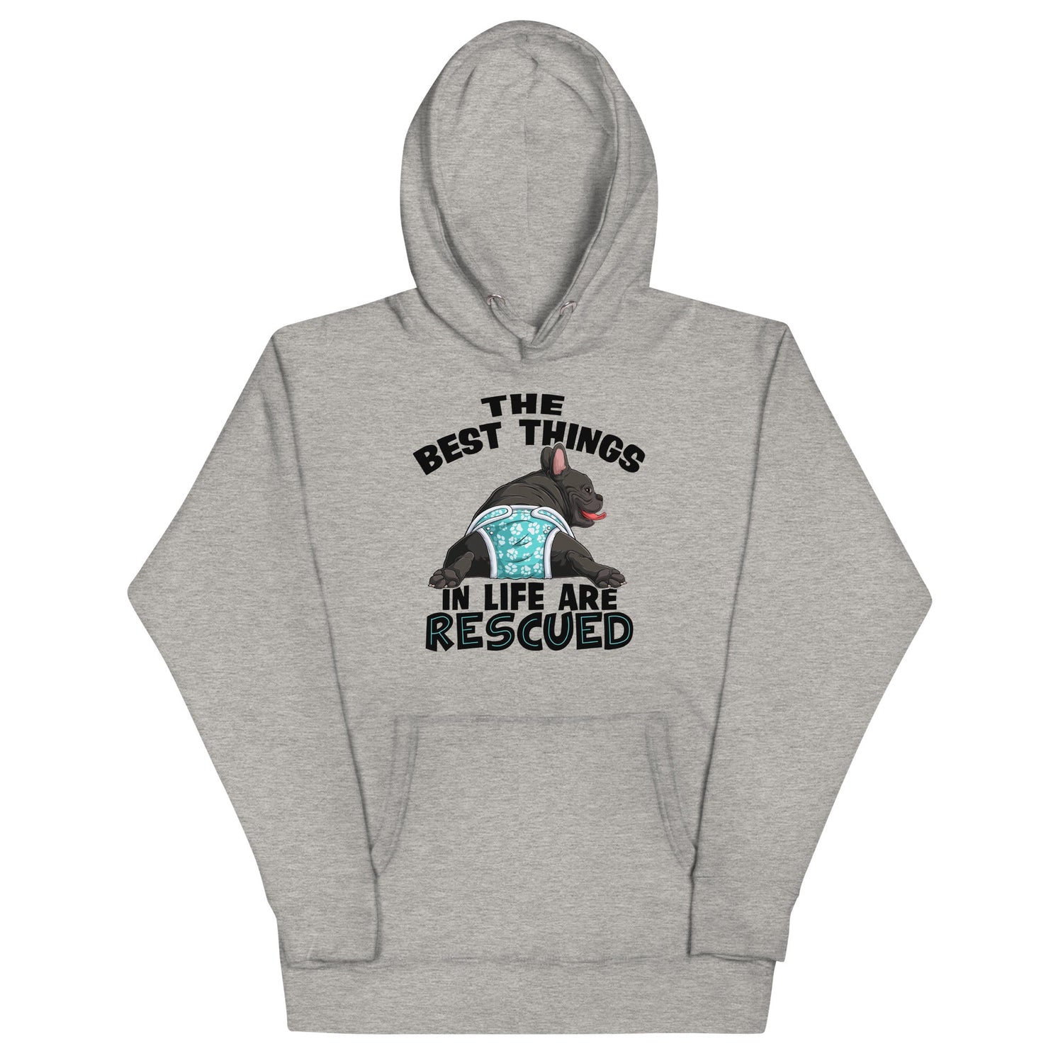 "The Best Things In Life Are Rescued" Unisex Hoodie | Black & White Colored Male