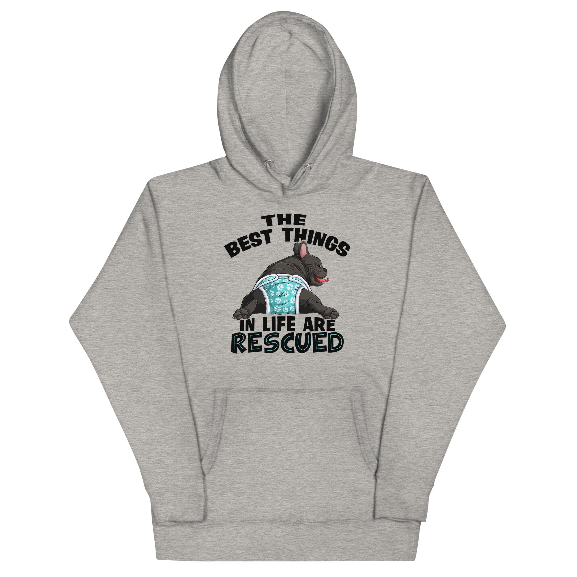 "The Best Things In Life Are Rescued" Unisex Hoodie | Black & White Colored Male