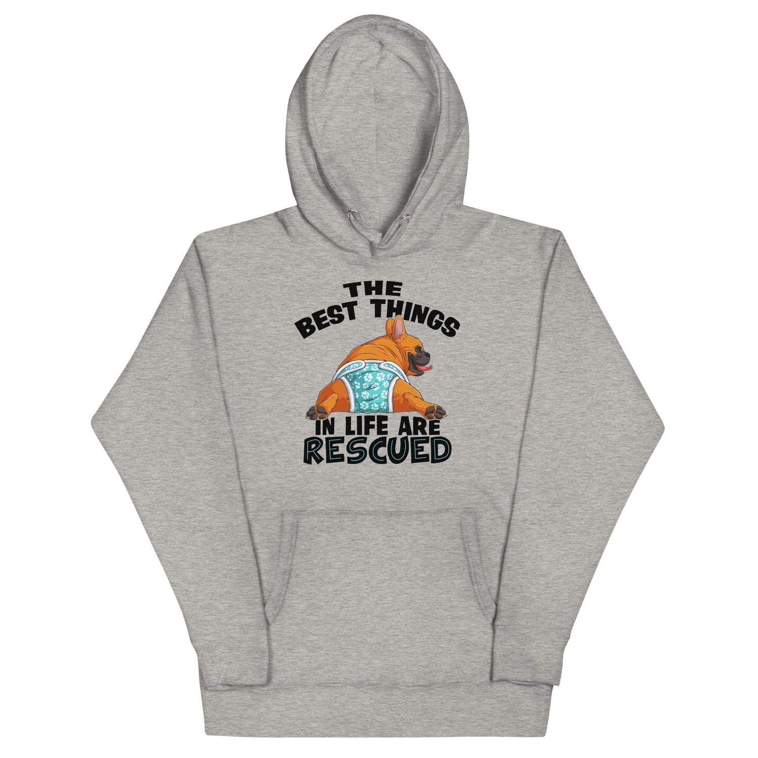 "The Best Things In Life Are Rescued" Unisex Hoodie | Red & White Colored Male