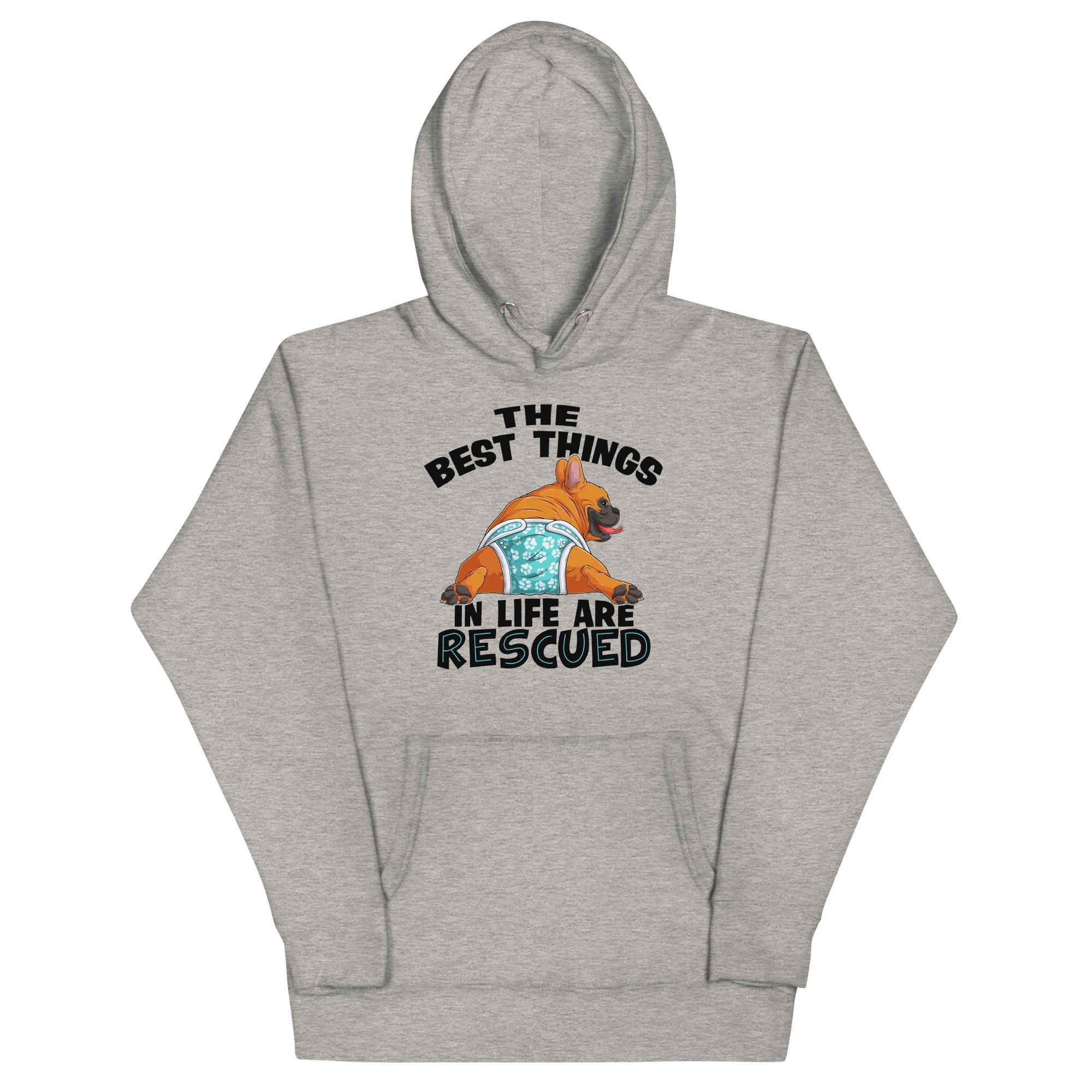 "The Best Things In Life Are Rescued" Unisex Hoodie | Red & White Colored Male