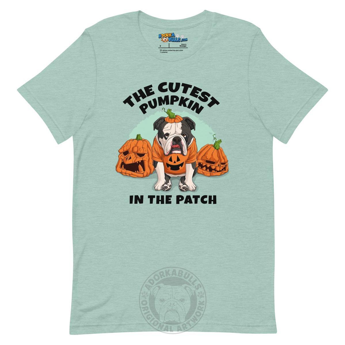 "The Cutest Pumpkin in the Patch" Bulldog Unisex T-Shirt | B&W Colored