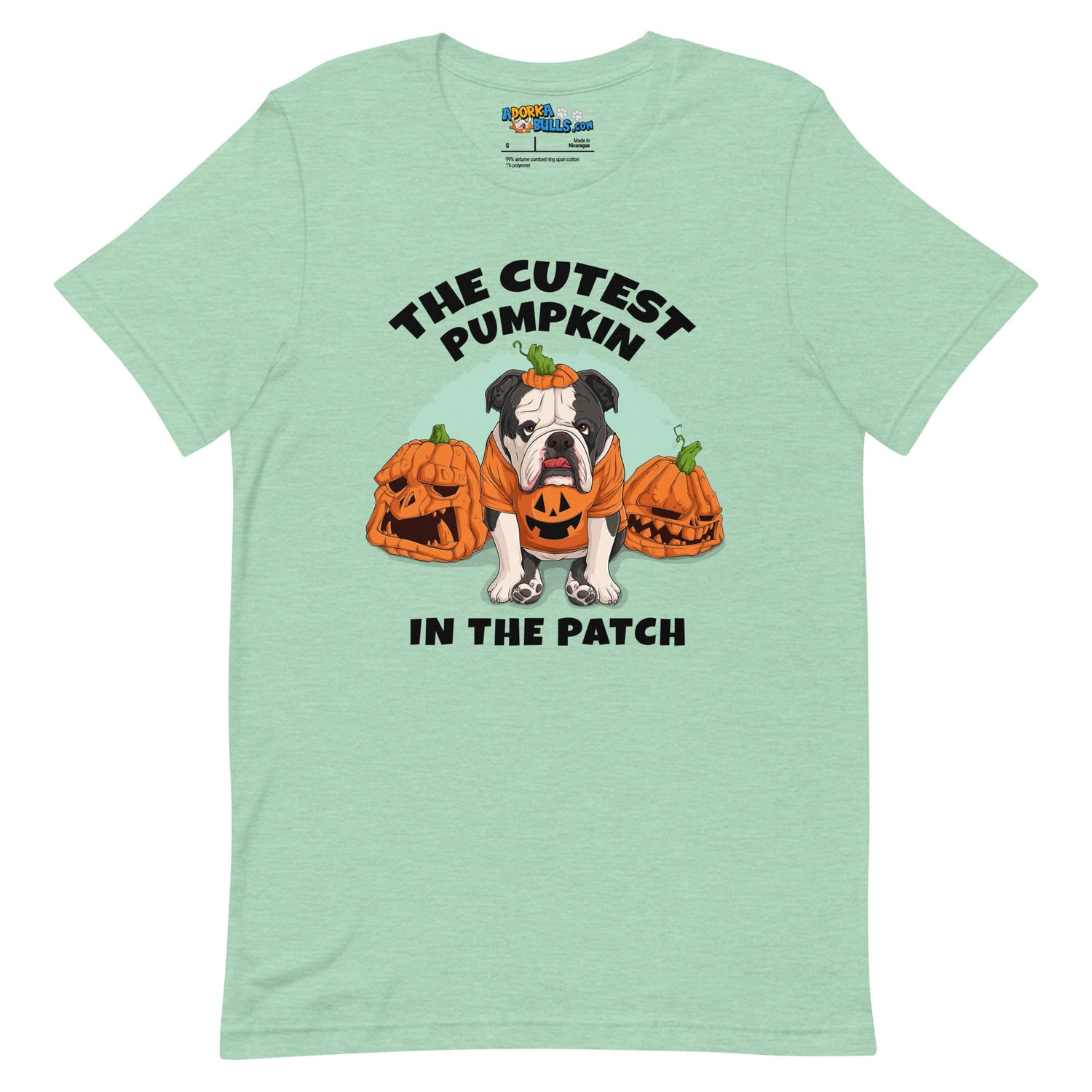 "The Cutest Pumpkin in the Patch" Bulldog Unisex T-Shirt | B&W Colored