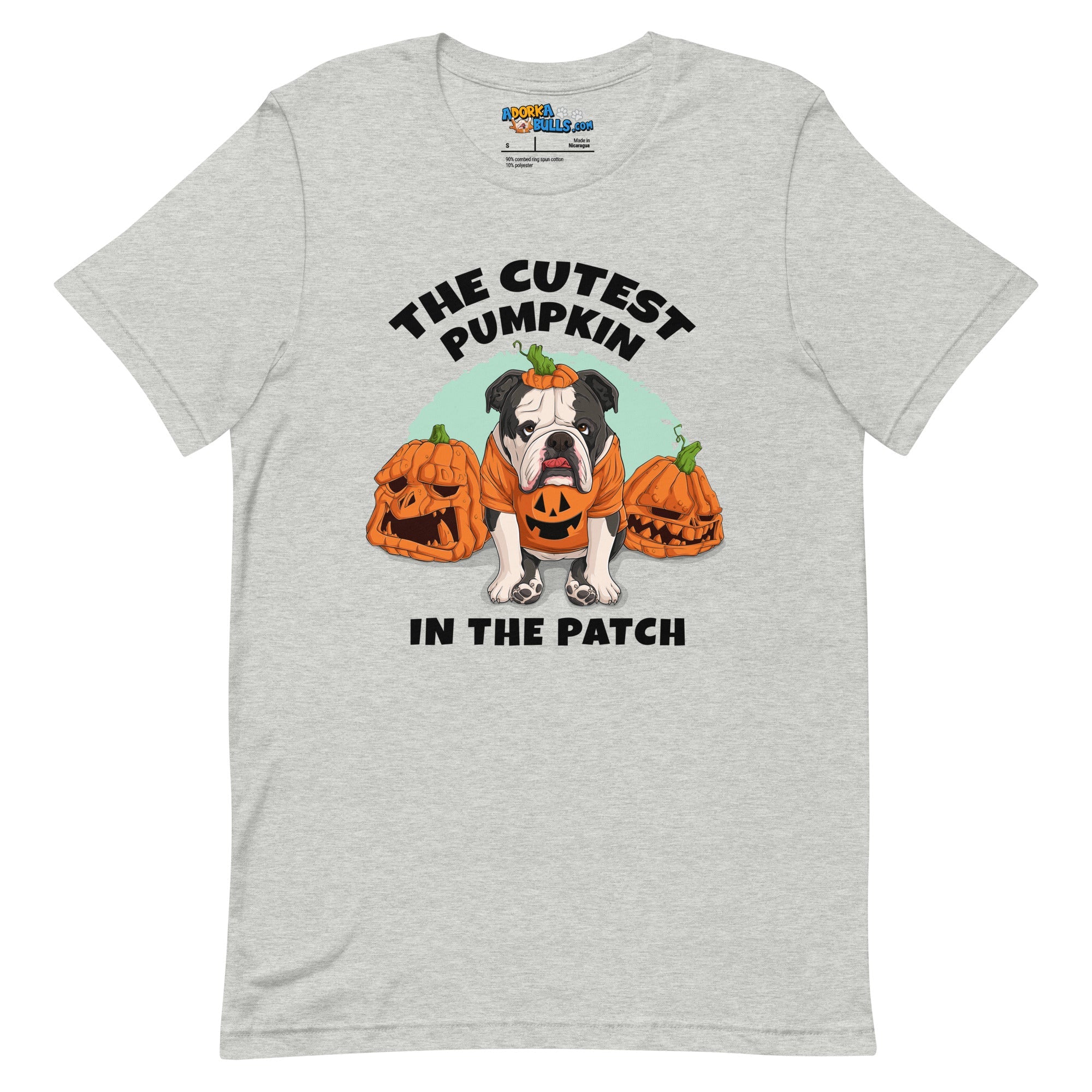 "The Cutest Pumpkin in the Patch" Bulldog Unisex T-Shirt | B&W Colored