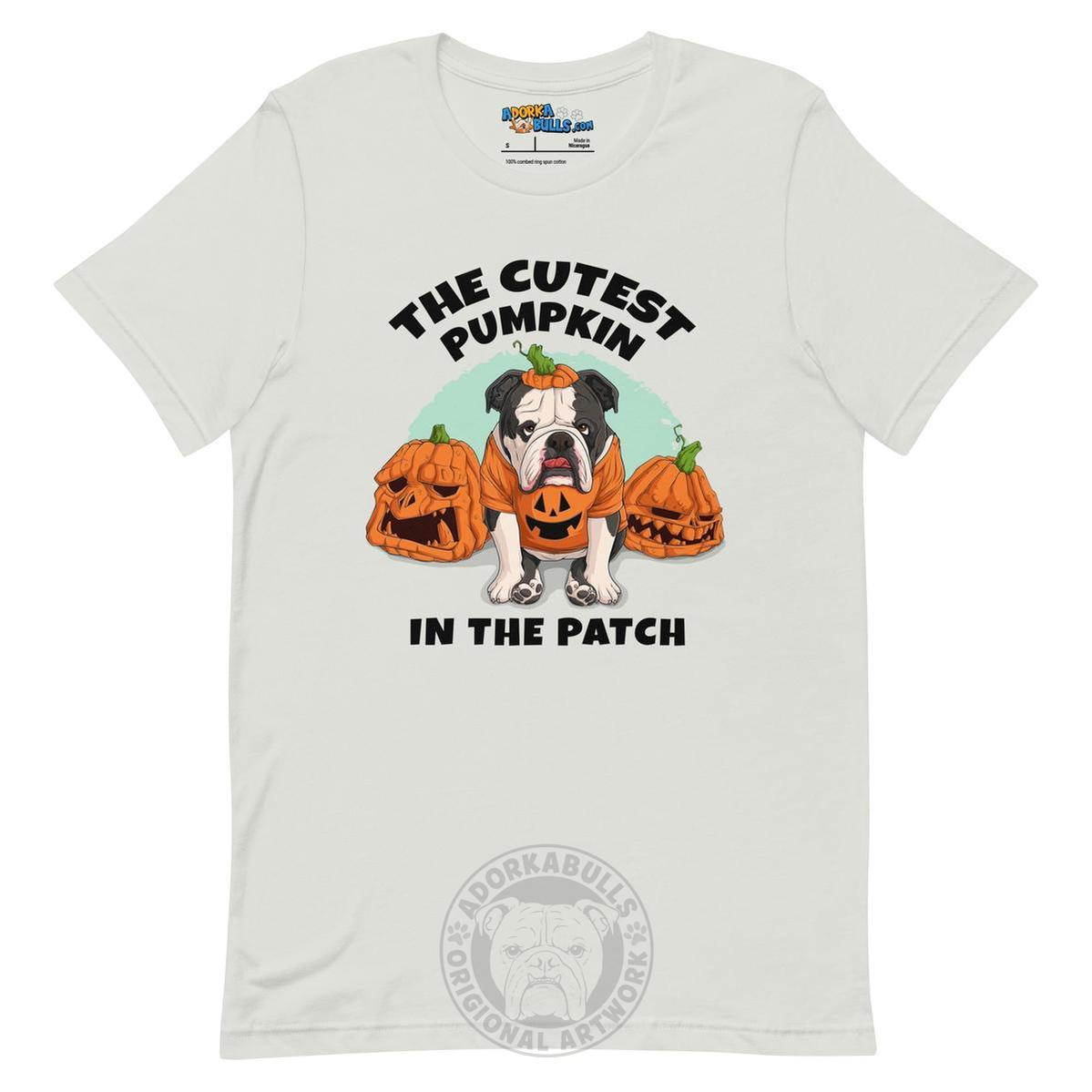 "The Cutest Pumpkin in the Patch" Bulldog Unisex T-Shirt | B&W Colored