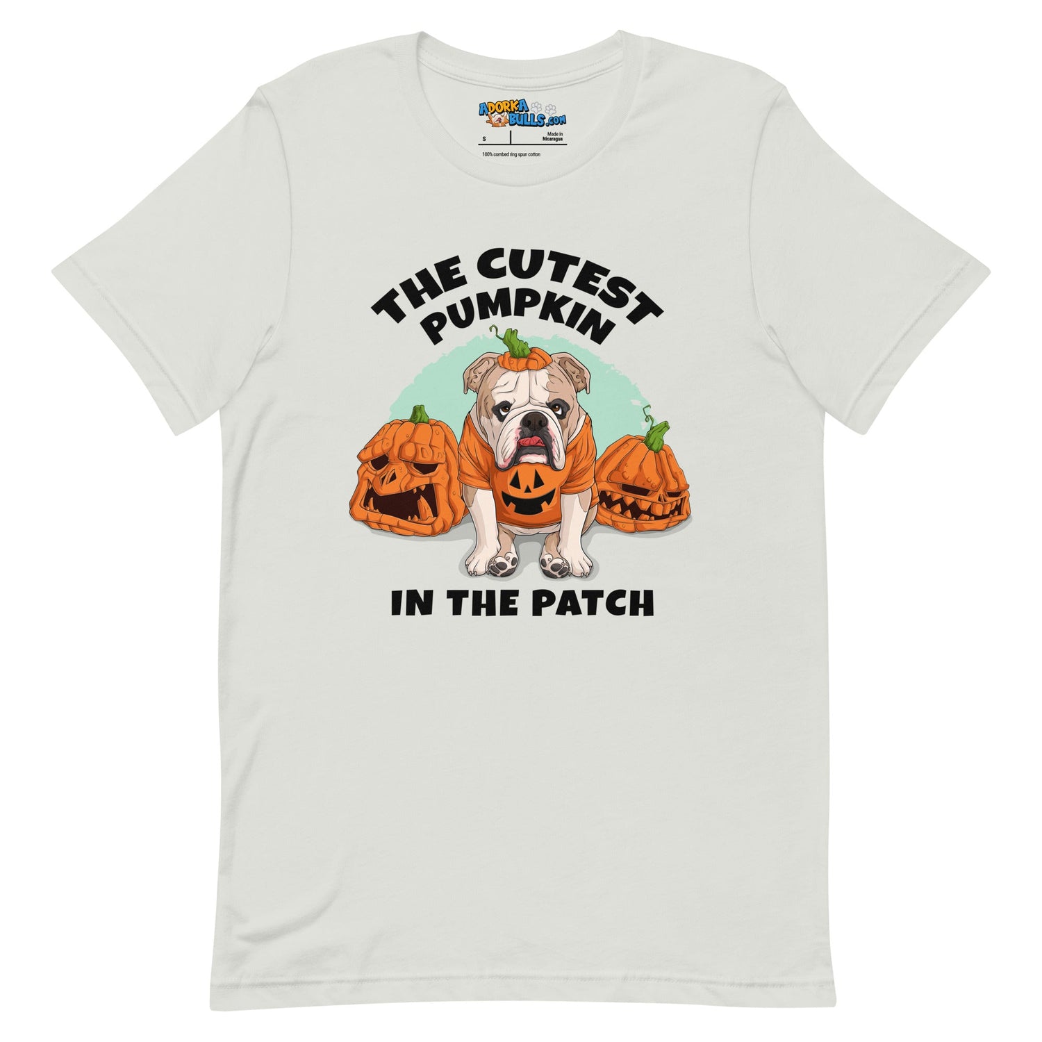 "The Cutest Pumpkin in the Patch" Bulldog Unisex T-Shirt | Fawn & White Colored
