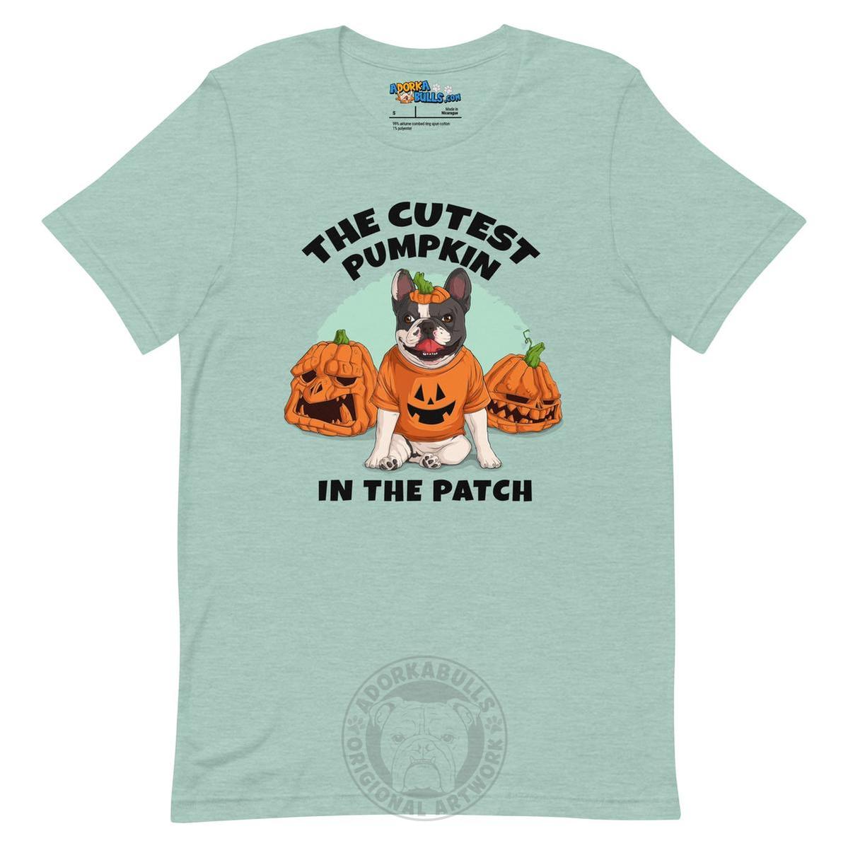The Cutest Pumpkin in the Patch Bulldog Tee | Frenchie · Black & White