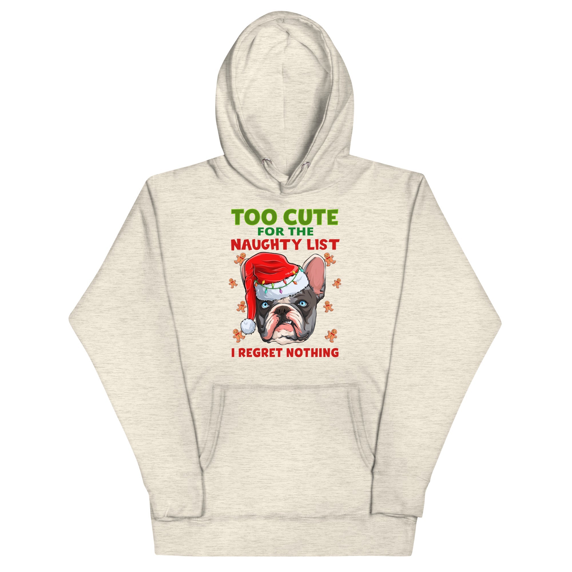 "Too Cute for the Naughty List" Frenchie Hoodie