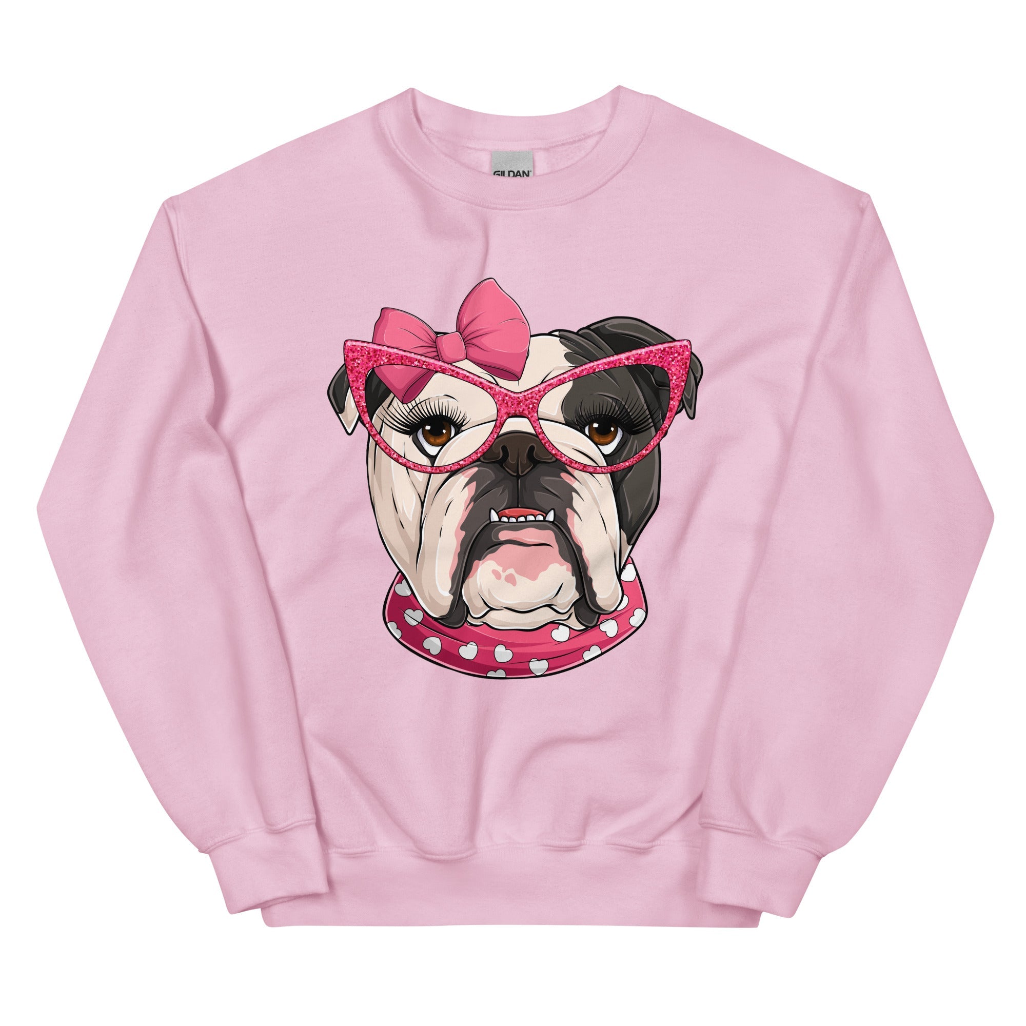 "Too Glam to Give a Woof" – Valentine’s Bulldog Sweatshirt | B&W Colored