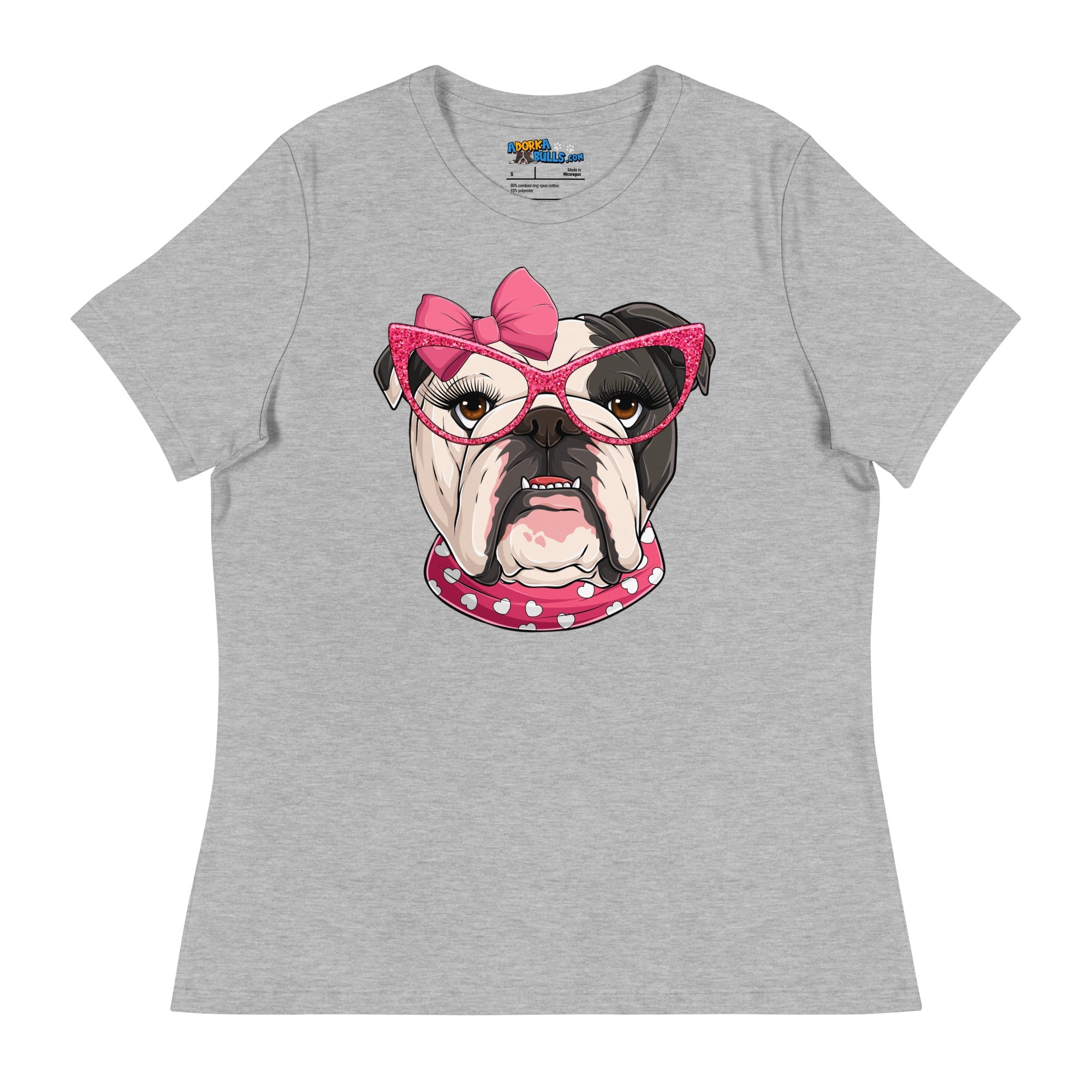 "Too Glam to Give a Woof" Women’s Bulldog T-Shirt | B&W Colored