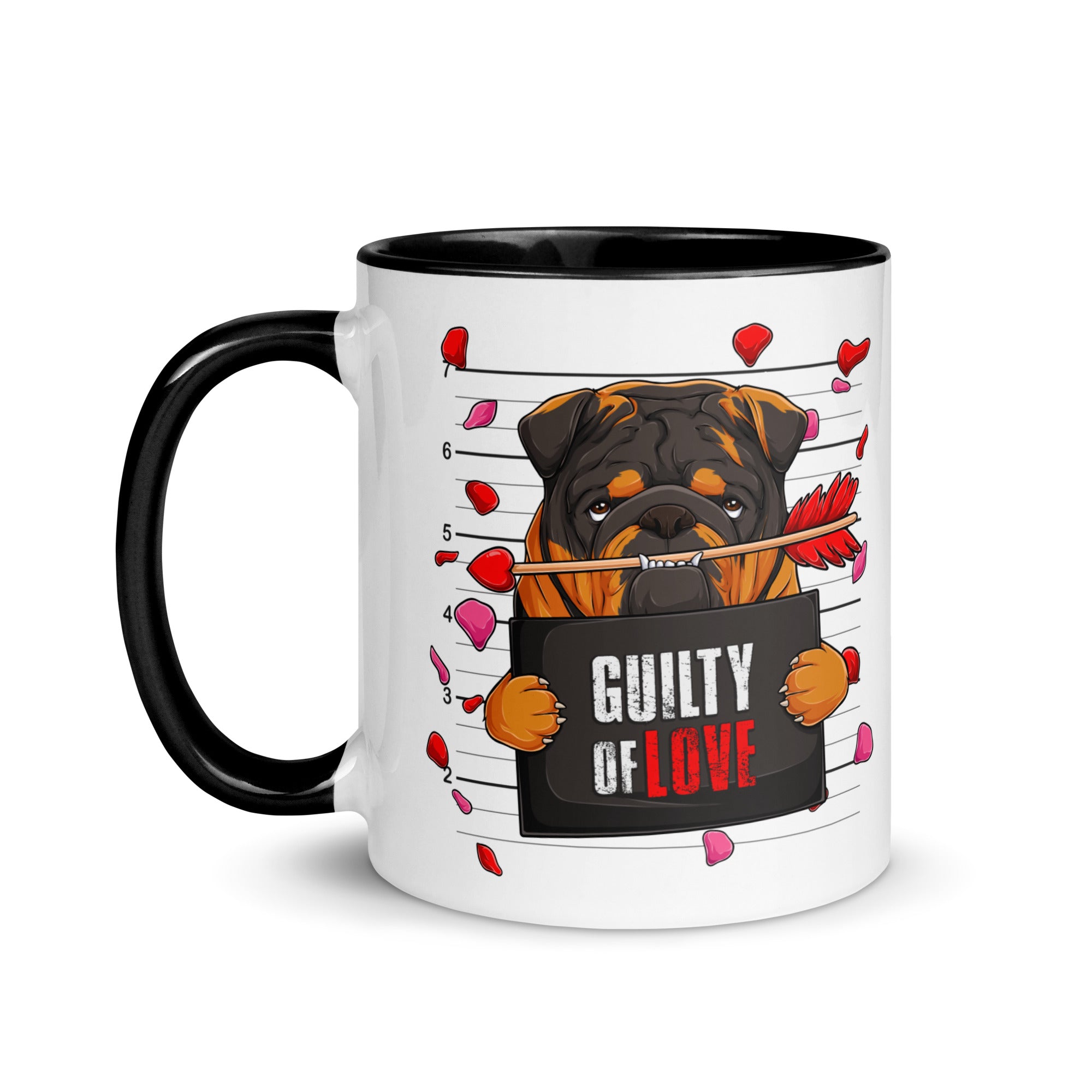 "Guilty of Love" English Bulldog Mug | Tri Colored Male