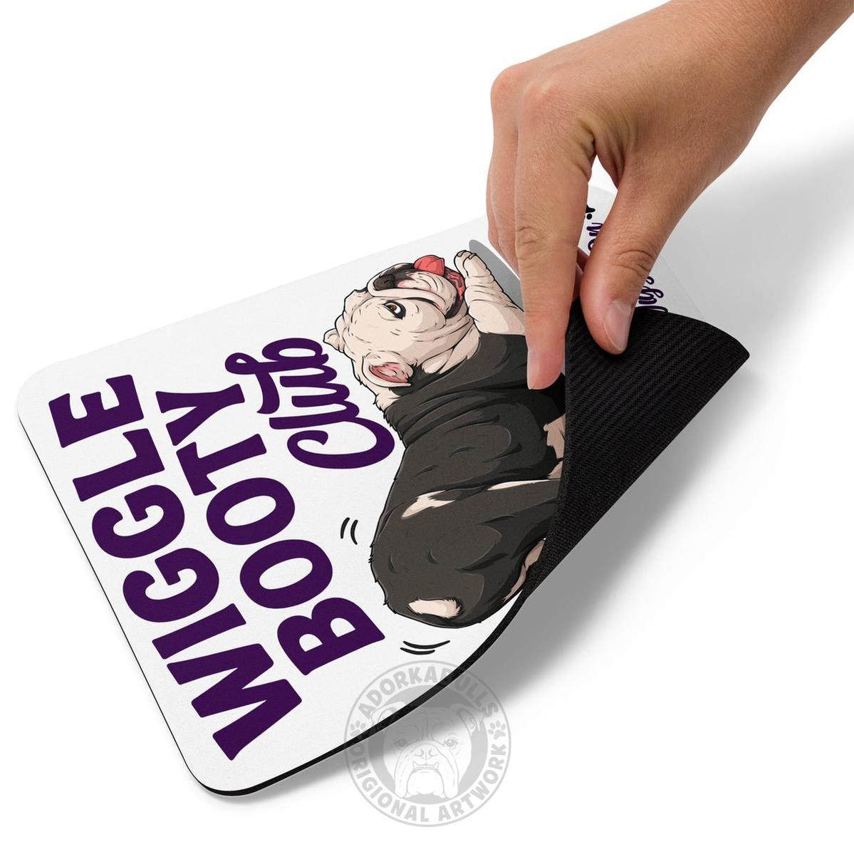Wiggle Booty Club Bulldog Mouse Pad | B&W Colored English Bulldog