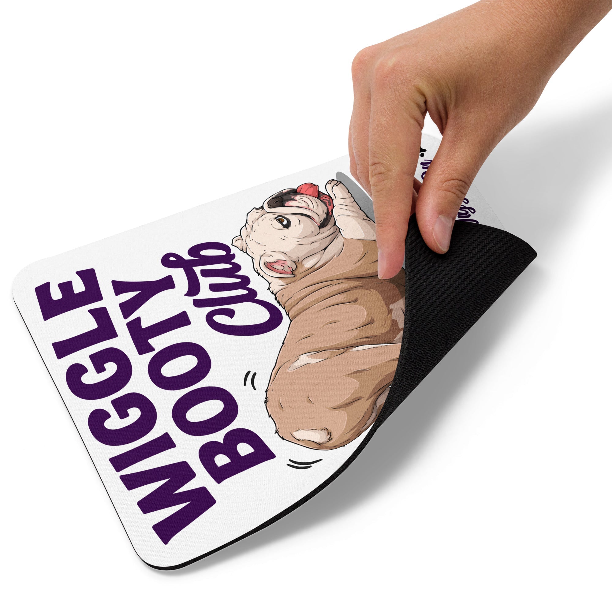 Wiggle Booty Club Bulldog Mouse Pad | Fawn & White Colored English Bulldog