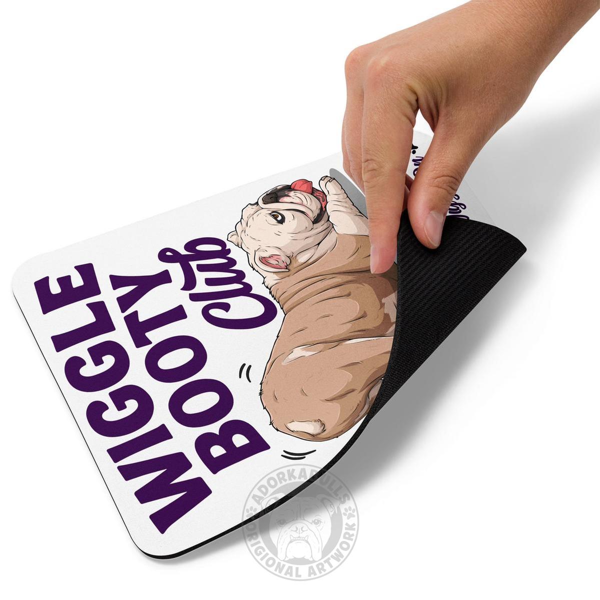 Wiggle Booty Club Bulldog Mouse Pad | Fawn & White Colored English Bulldog