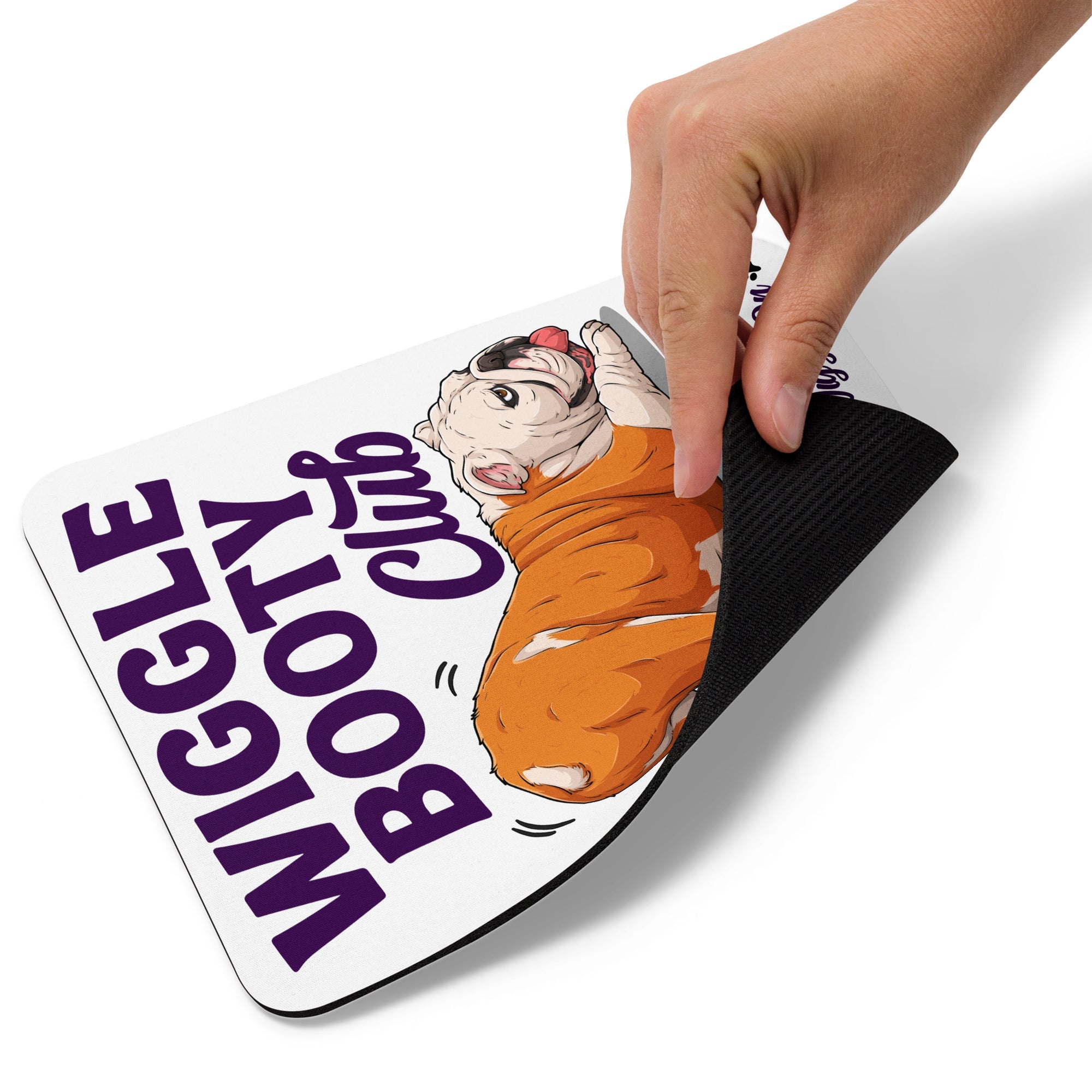 Wiggle Booty Club Bulldog Mouse Pad | Red & White Colored English Bulldog