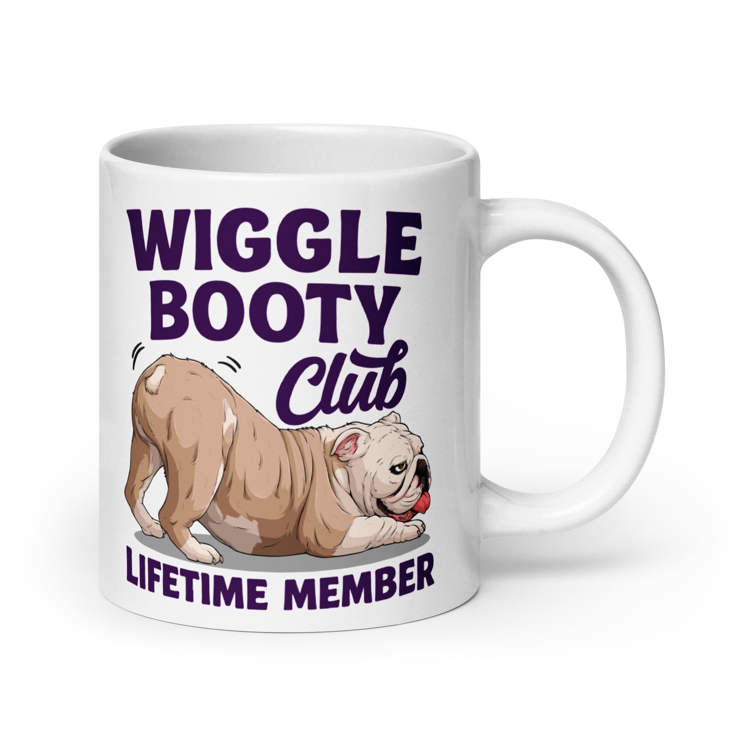 Wiggle Booty Club Bulldog Mug | Fawn & White Colored English Bulldog