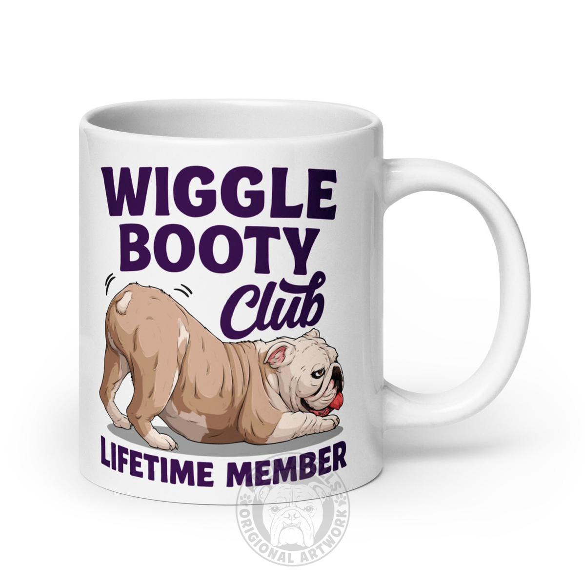 Wiggle Booty Club Bulldog Mug | Fawn & White Colored English Bulldog