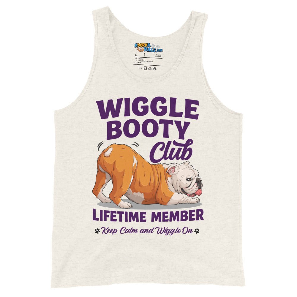 Wiggle Booty Club Men’s Tank | Red & White Colored English Bulldog