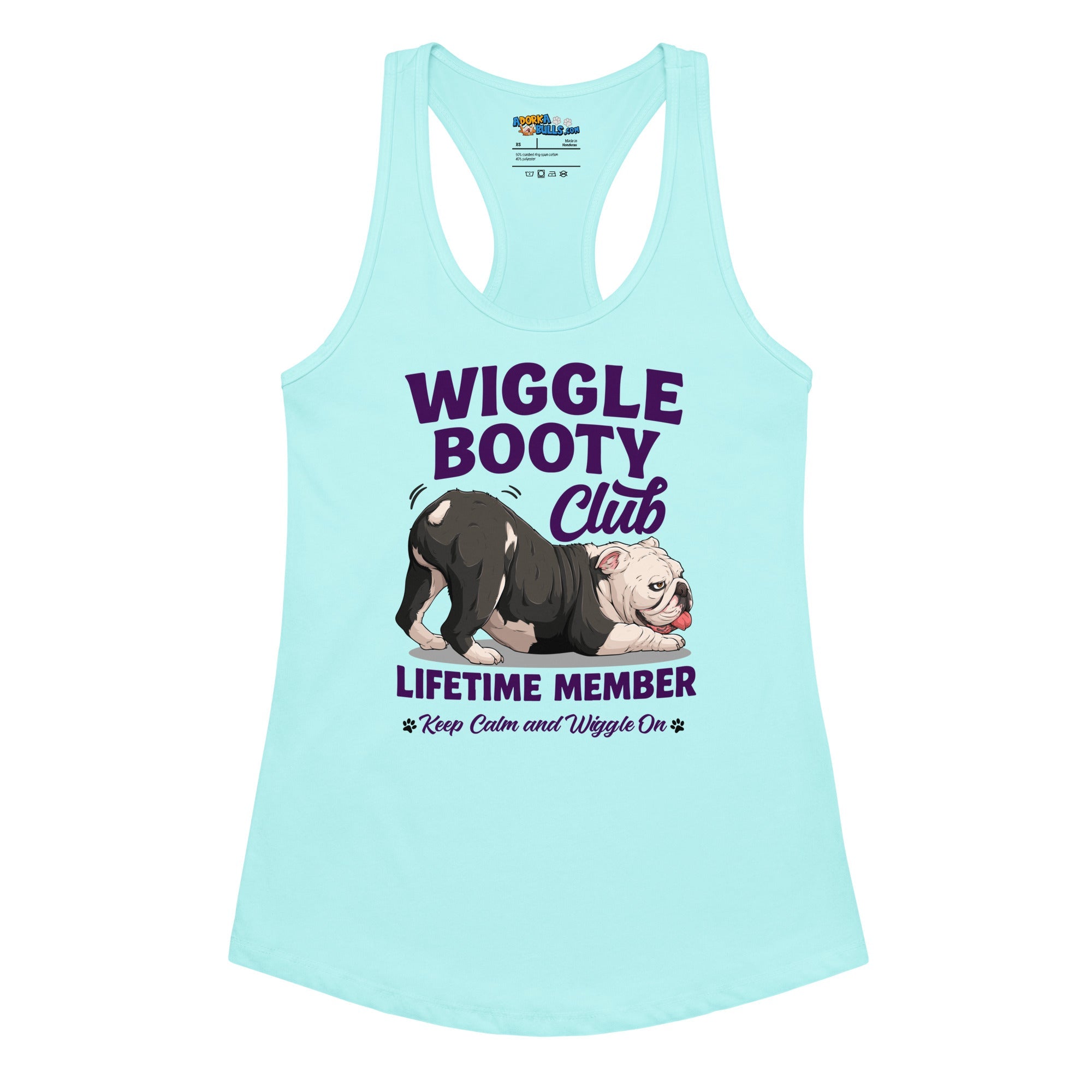 Wiggle Booty Club Racerback Tank | B&W Colored English Bulldog
