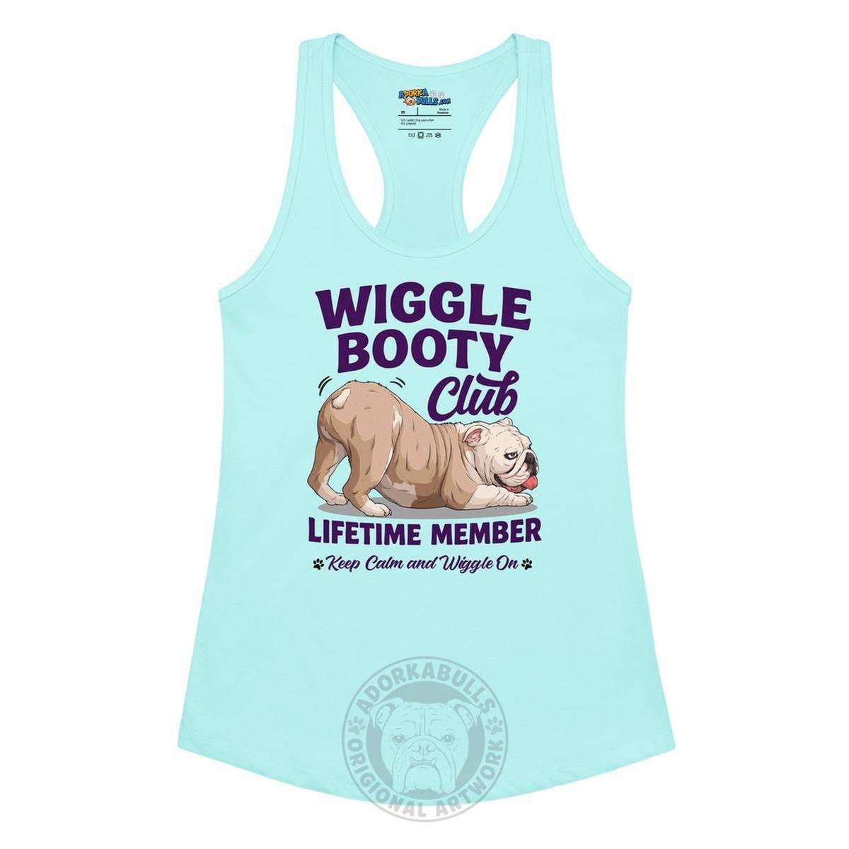 Wiggle Booty Club Racerback Tank | Fawn & White Colored English Bulldog