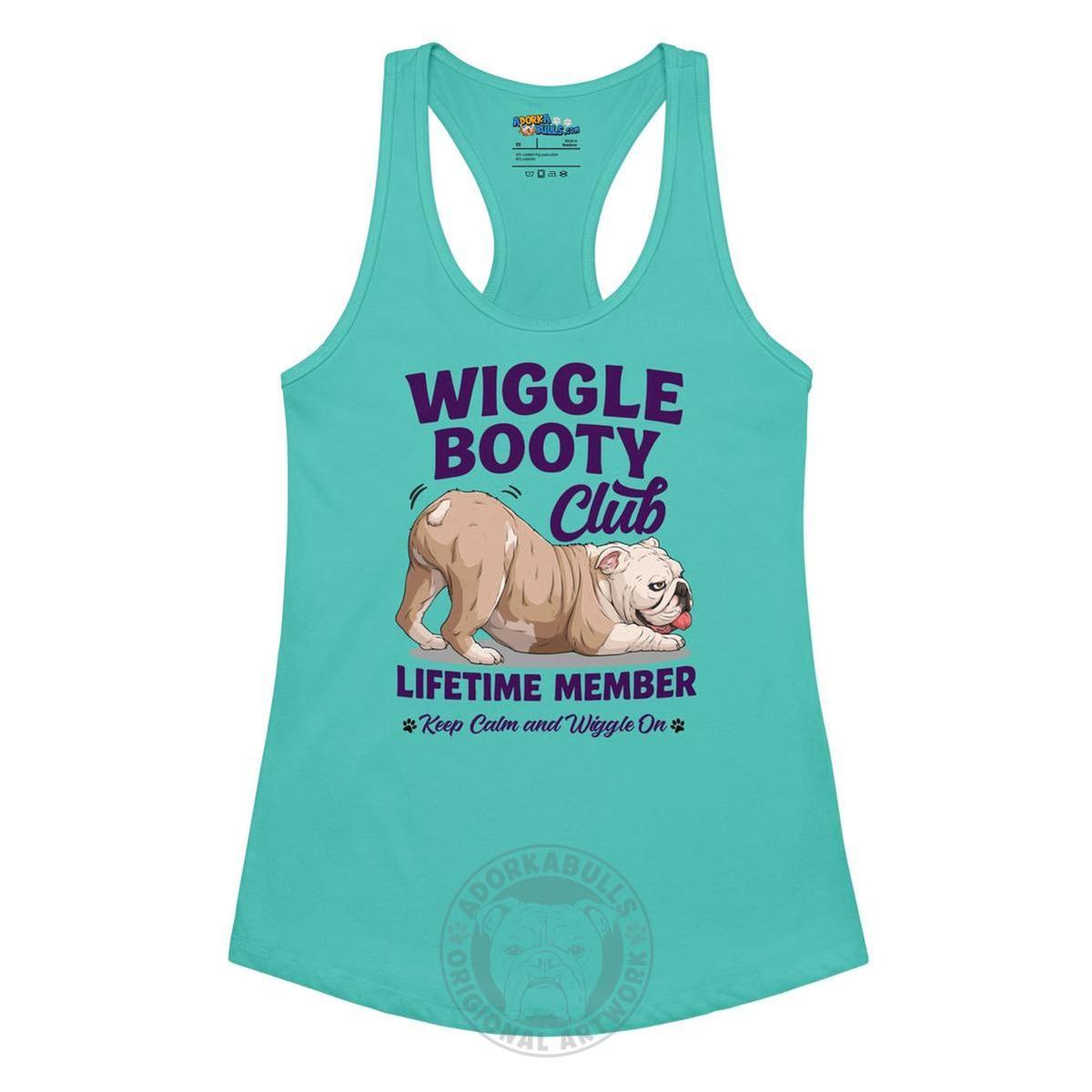 Wiggle Booty Club Racerback Tank | Fawn & White Colored English Bulldog