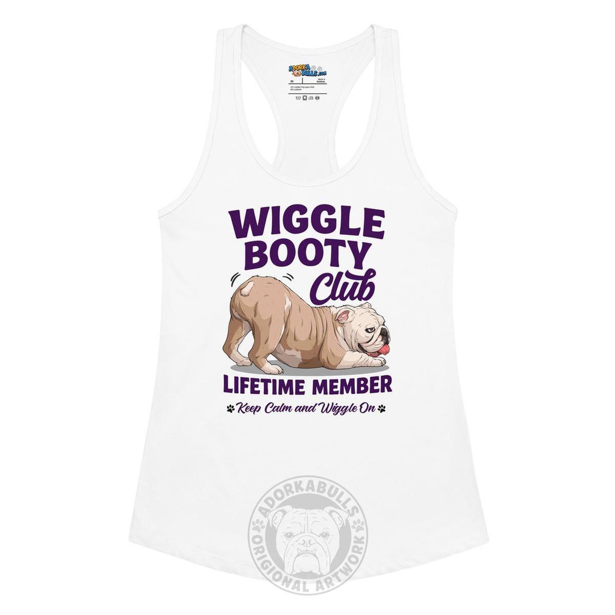 Wiggle Booty Club Racerback Tank | Fawn & White Colored English Bulldog