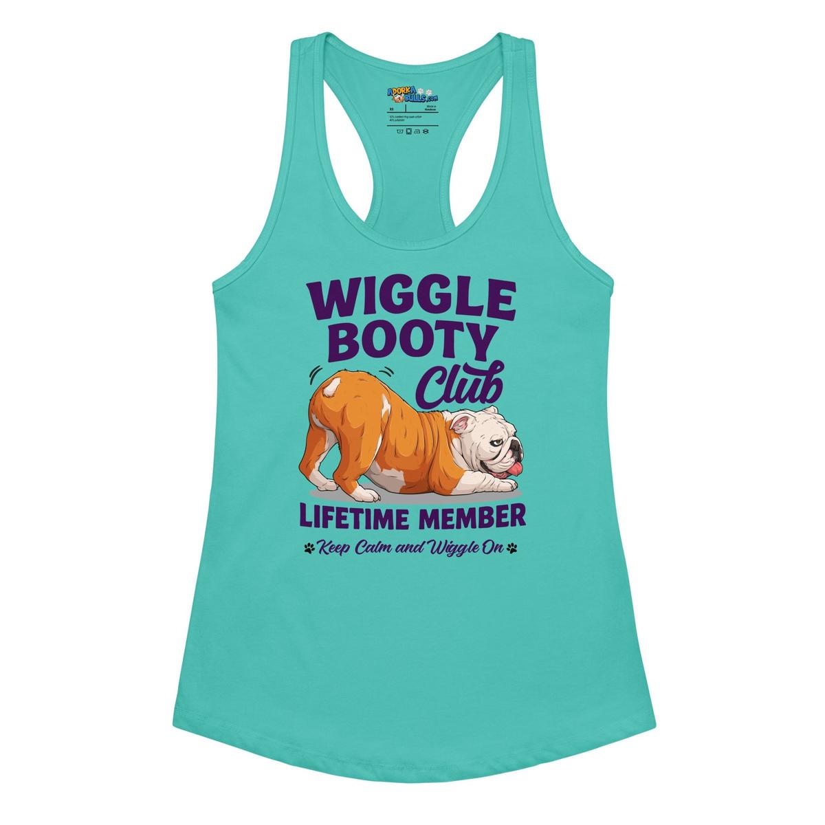 Wiggle Booty Club Racerback Tank | Red & White Colored English Bulldog