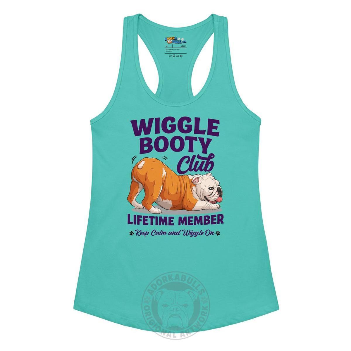 Wiggle Booty Club Racerback Tank | Red & White Colored English Bulldog