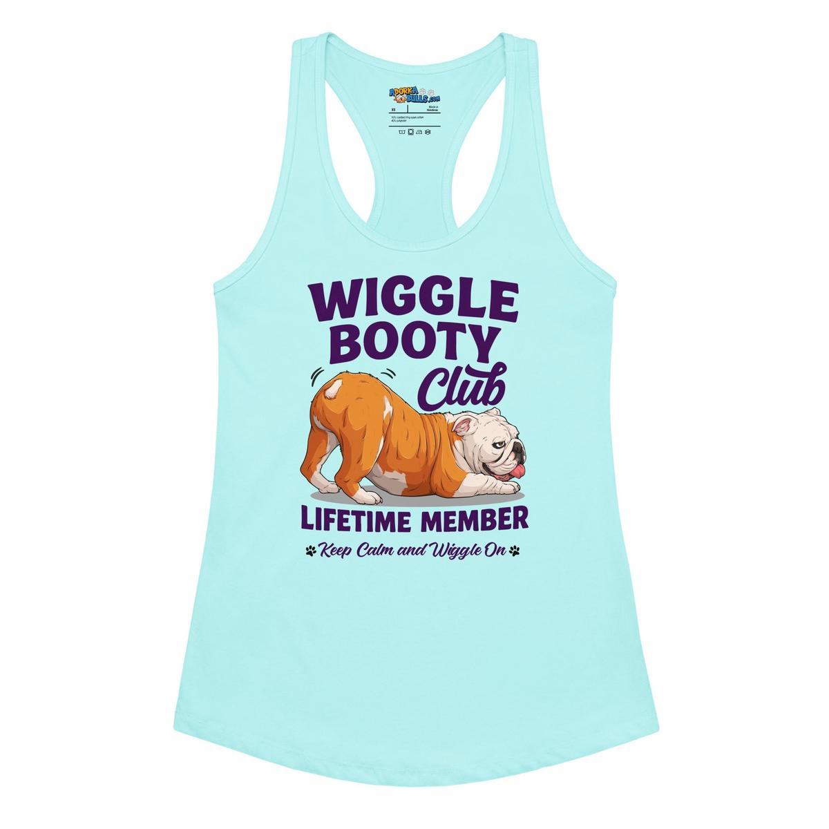 Wiggle Booty Club Racerback Tank | Red & White Colored English Bulldog