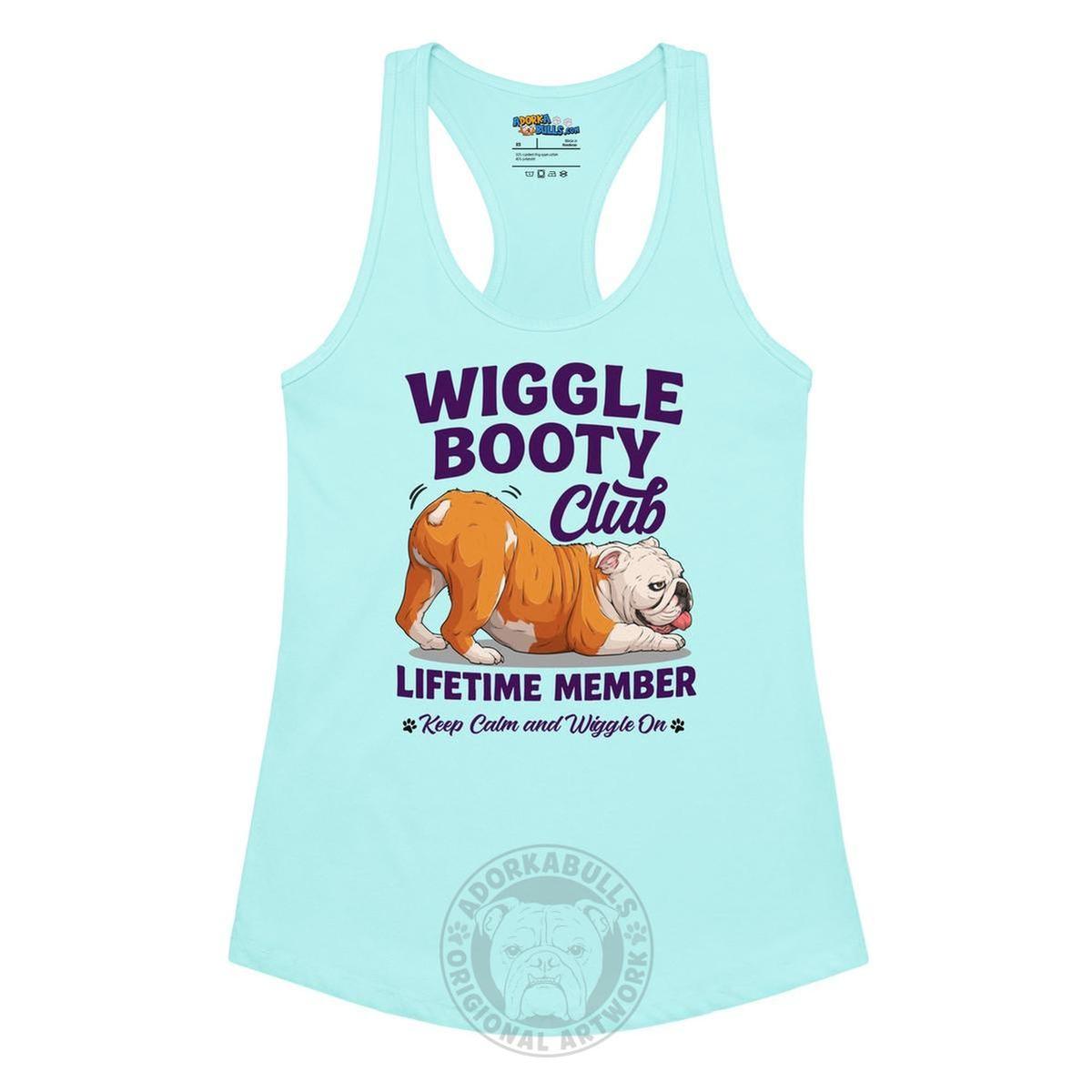 Wiggle Booty Club Racerback Tank | Red & White Colored English Bulldog