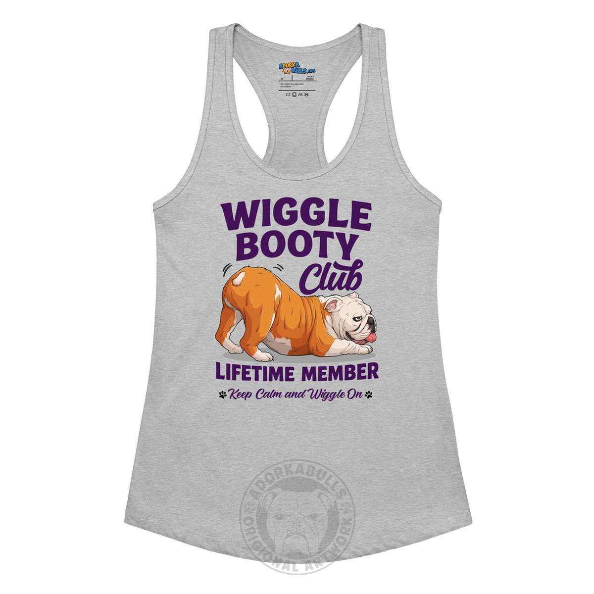 Wiggle Booty Club Racerback Tank | Red & White Colored English Bulldog
