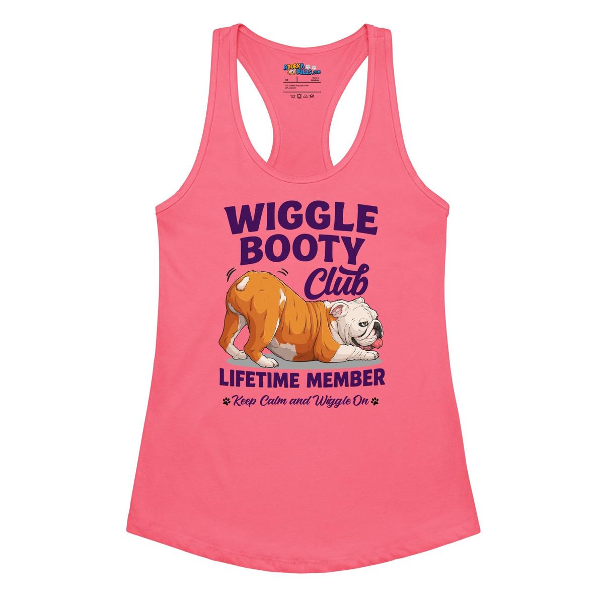 Wiggle Booty Club Racerback Tank | Red & White Colored English Bulldog