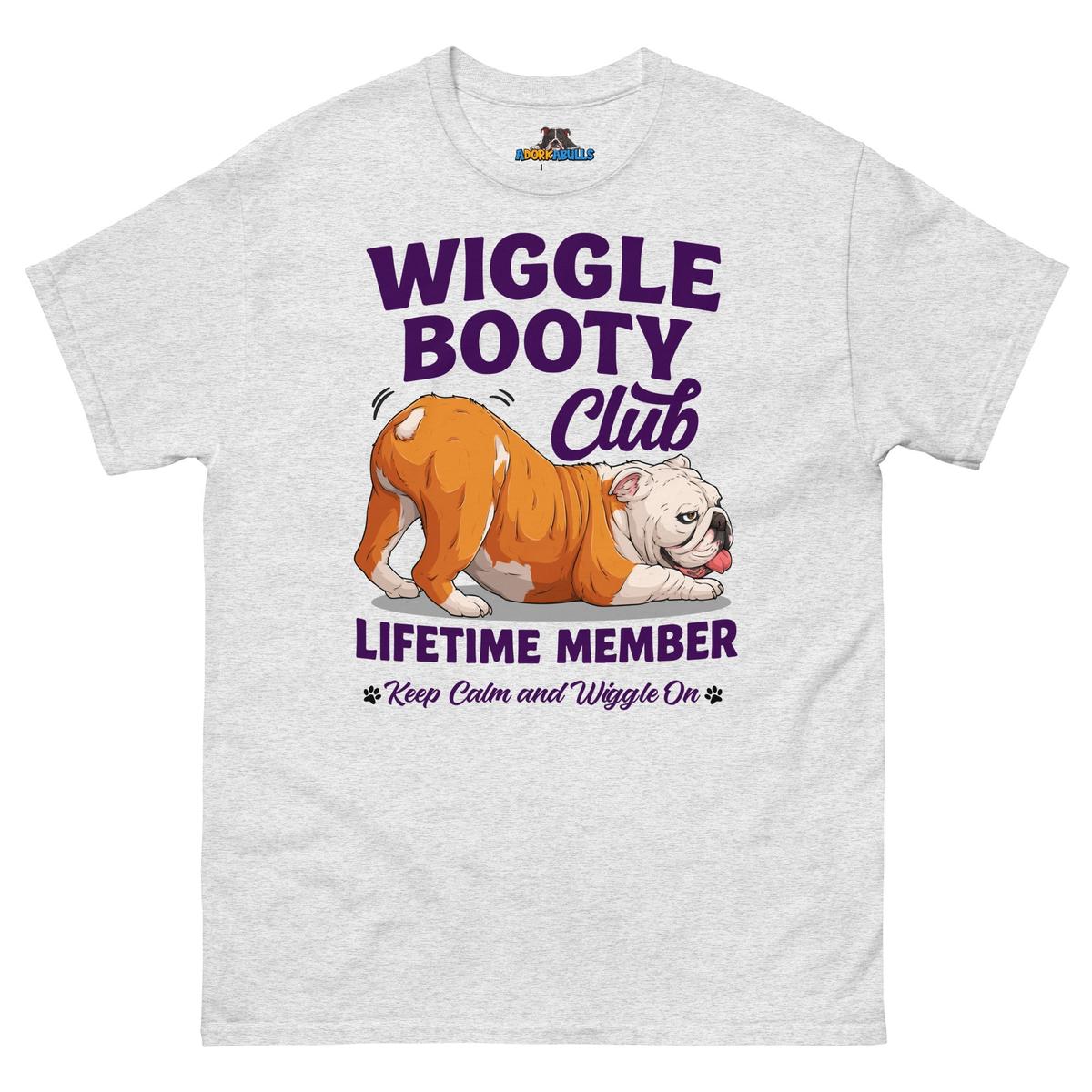 Wiggle Booty Club Tee | Red & White Colored English Bulldog