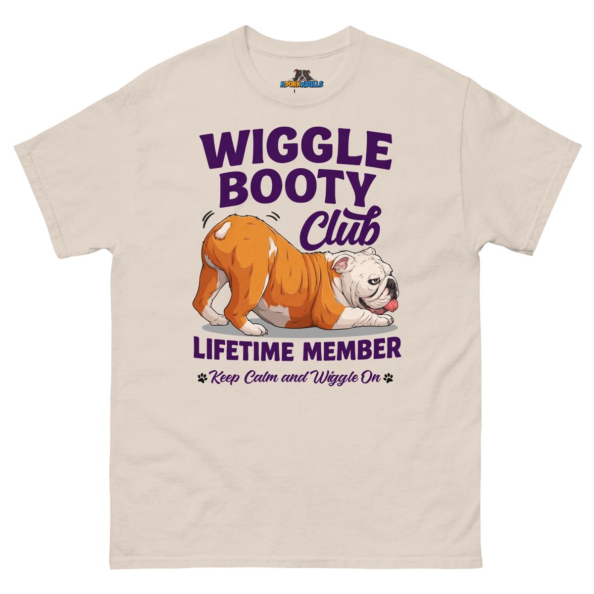 Wiggle Booty Club Tee | Red & White Colored English Bulldog