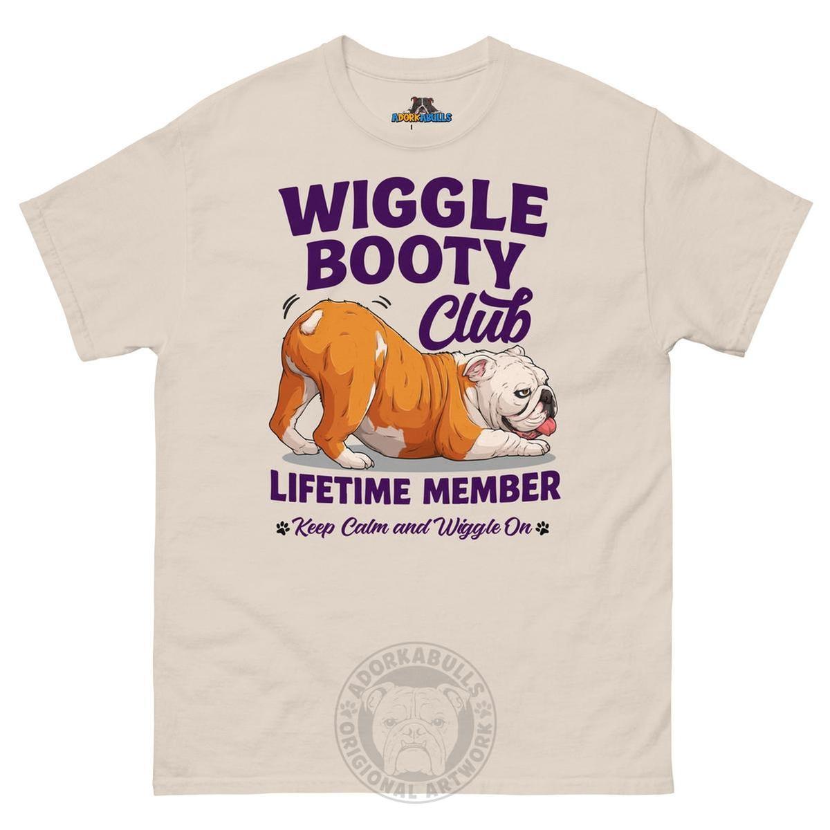 Wiggle Booty Club Tee | Red & White Colored English Bulldog