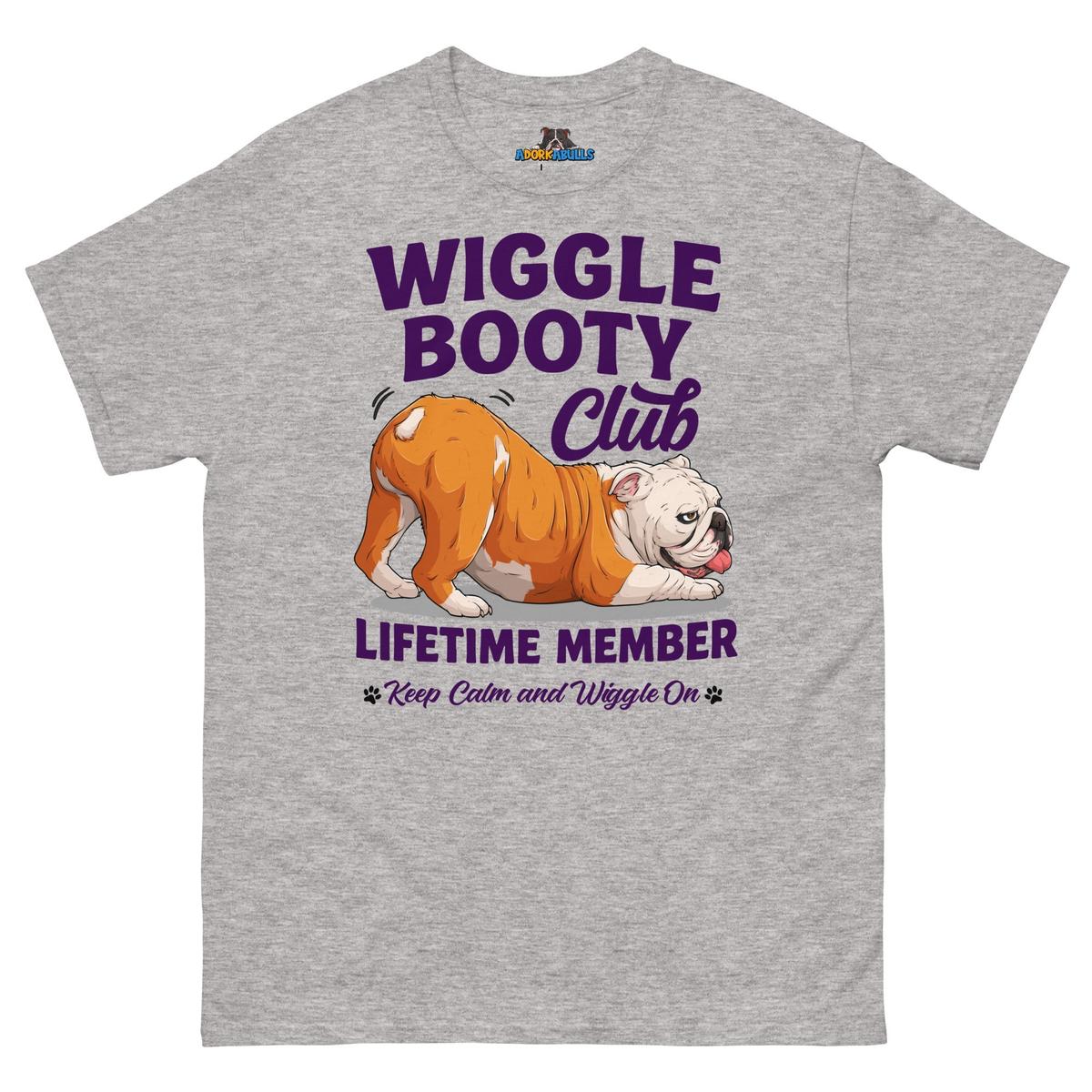 Wiggle Booty Club Tee | Red & White Colored English Bulldog
