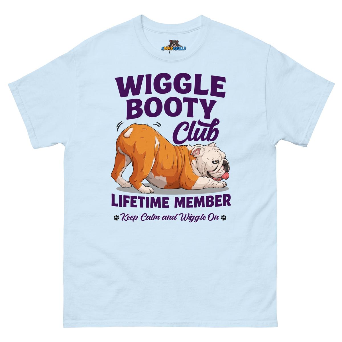 Wiggle Booty Club Tee | Red & White Colored English Bulldog