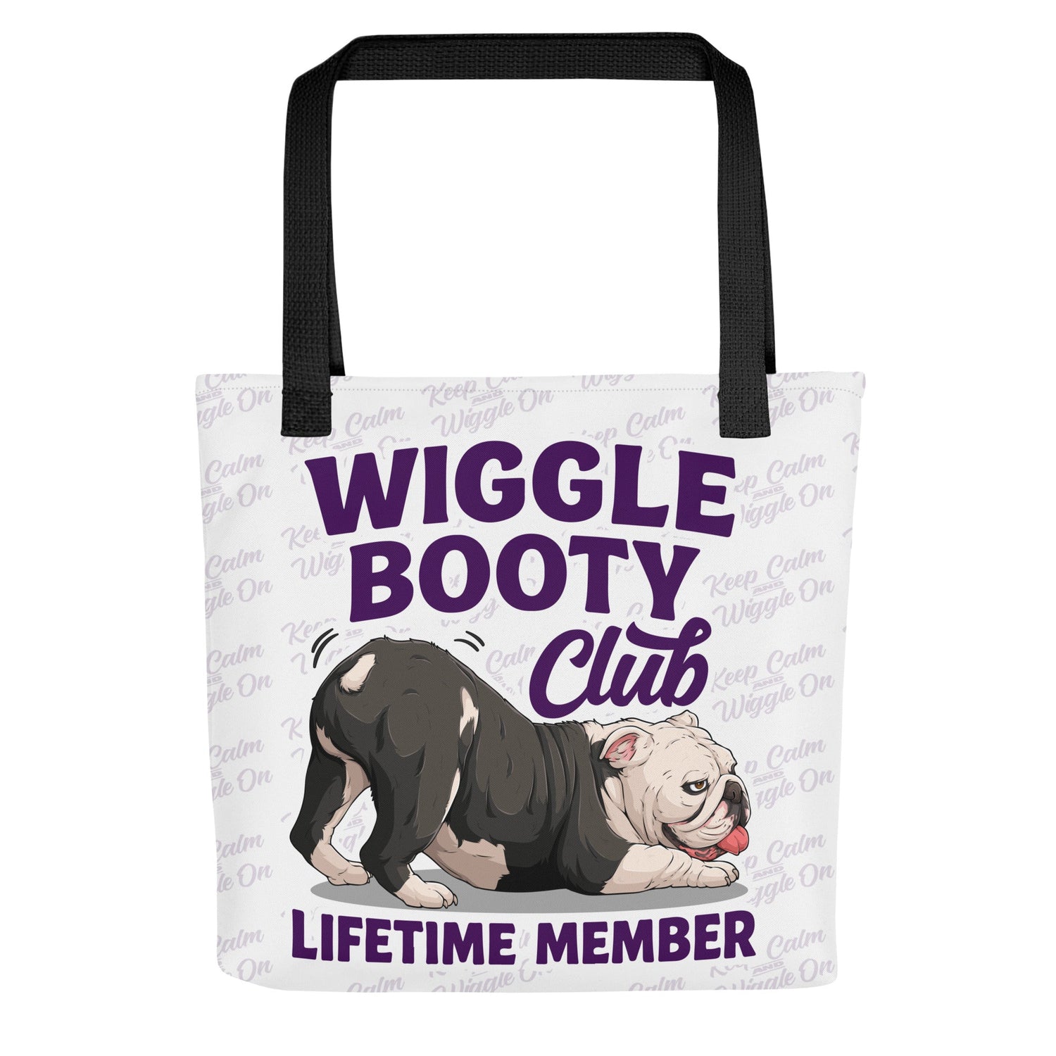 Wiggle Booty Club Tote Bag | B&W Colored English Bulldog
