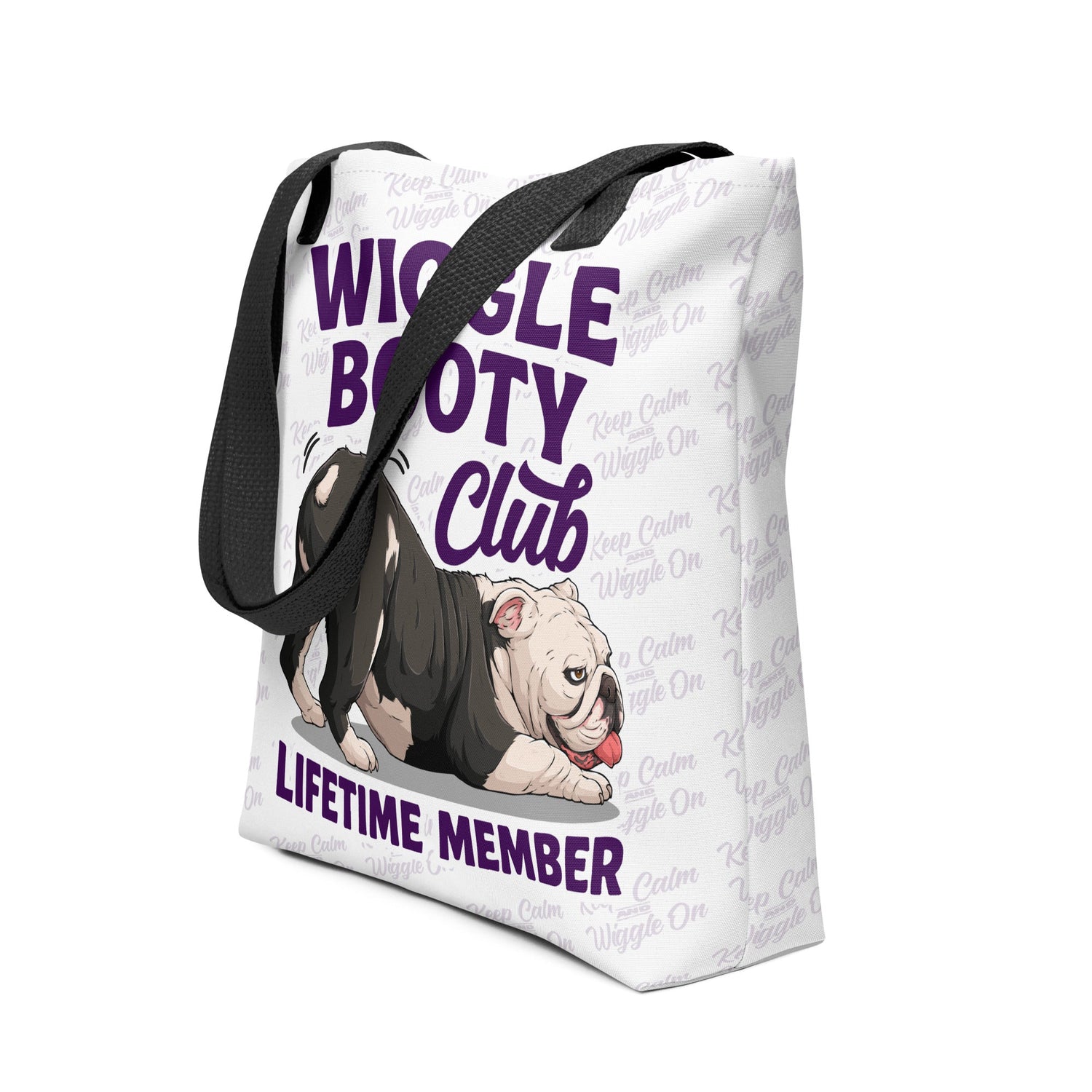 Wiggle Booty Club Tote Bag | B&W Colored English Bulldog