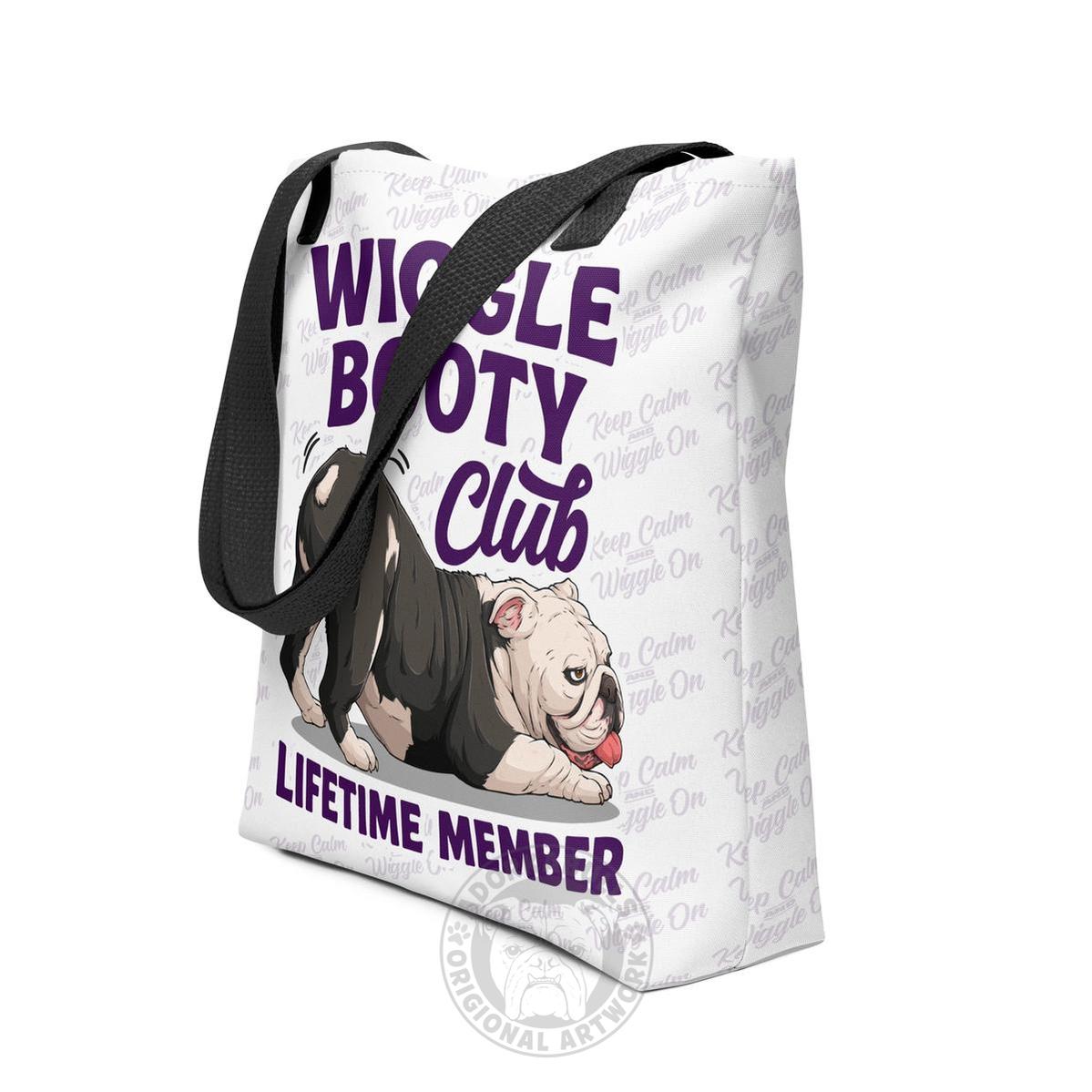 Wiggle Booty Club Tote Bag | B&W Colored English Bulldog