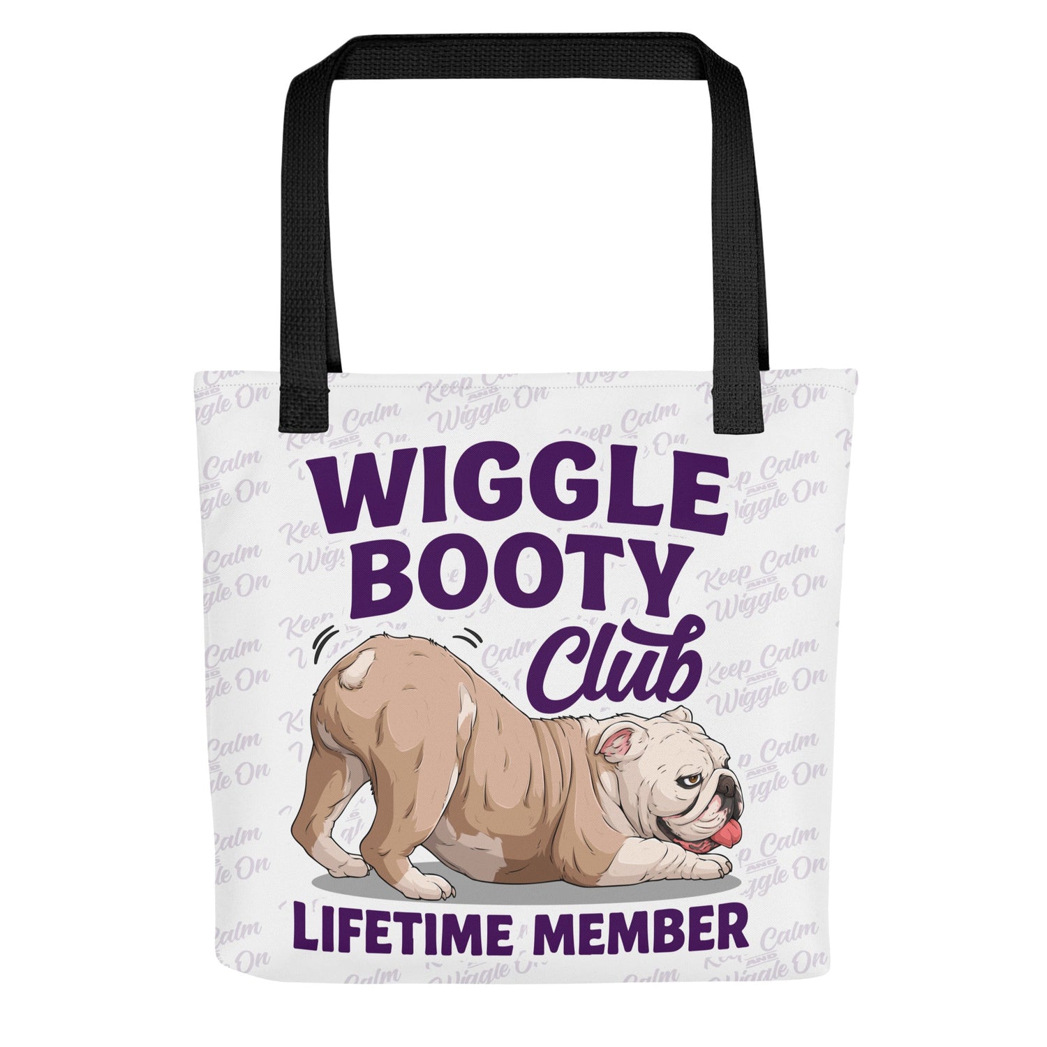 Wiggle Booty Club Tote Bag | Fawn & White Colored English Bulldog