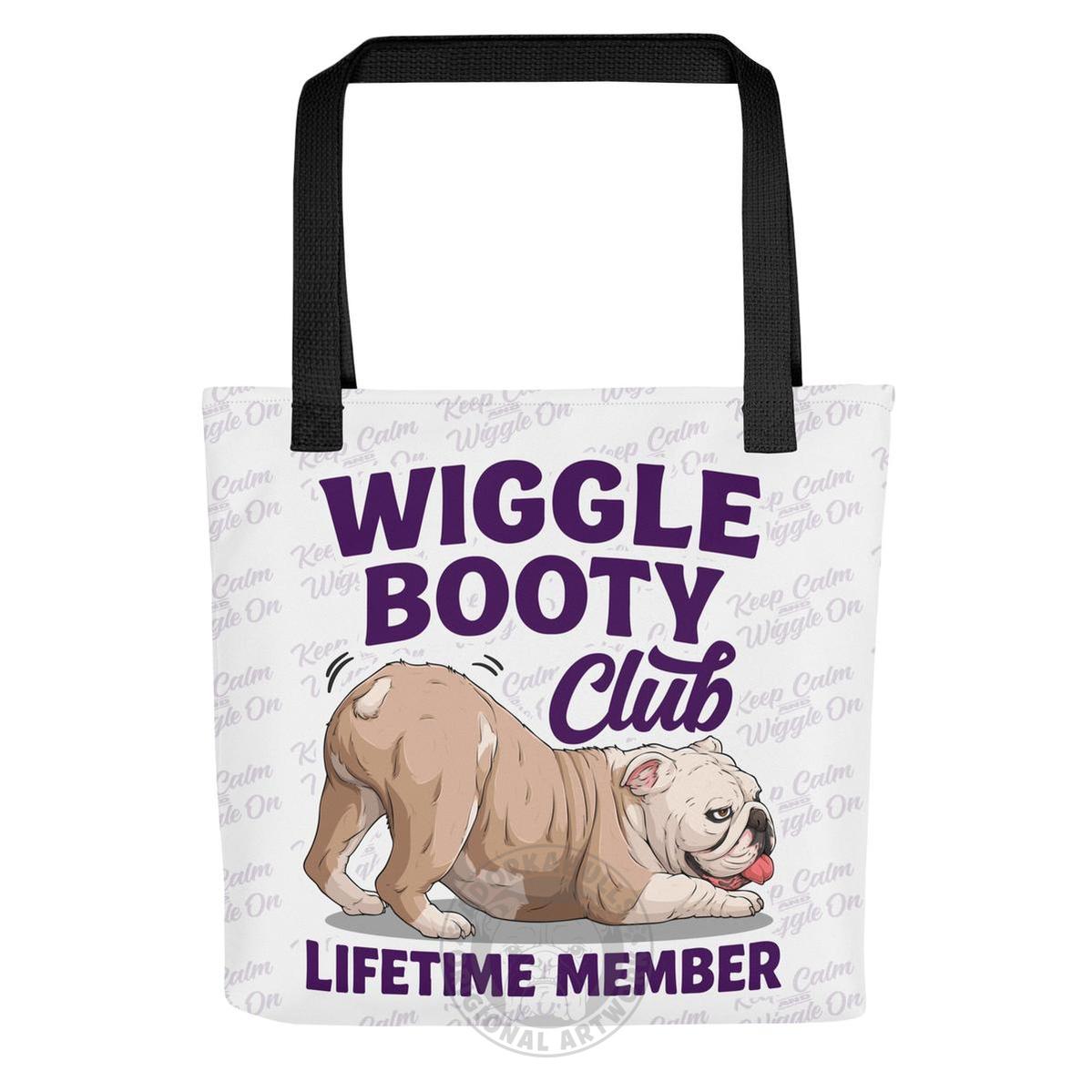 Wiggle Booty Club Tote Bag | Fawn & White Colored English Bulldog