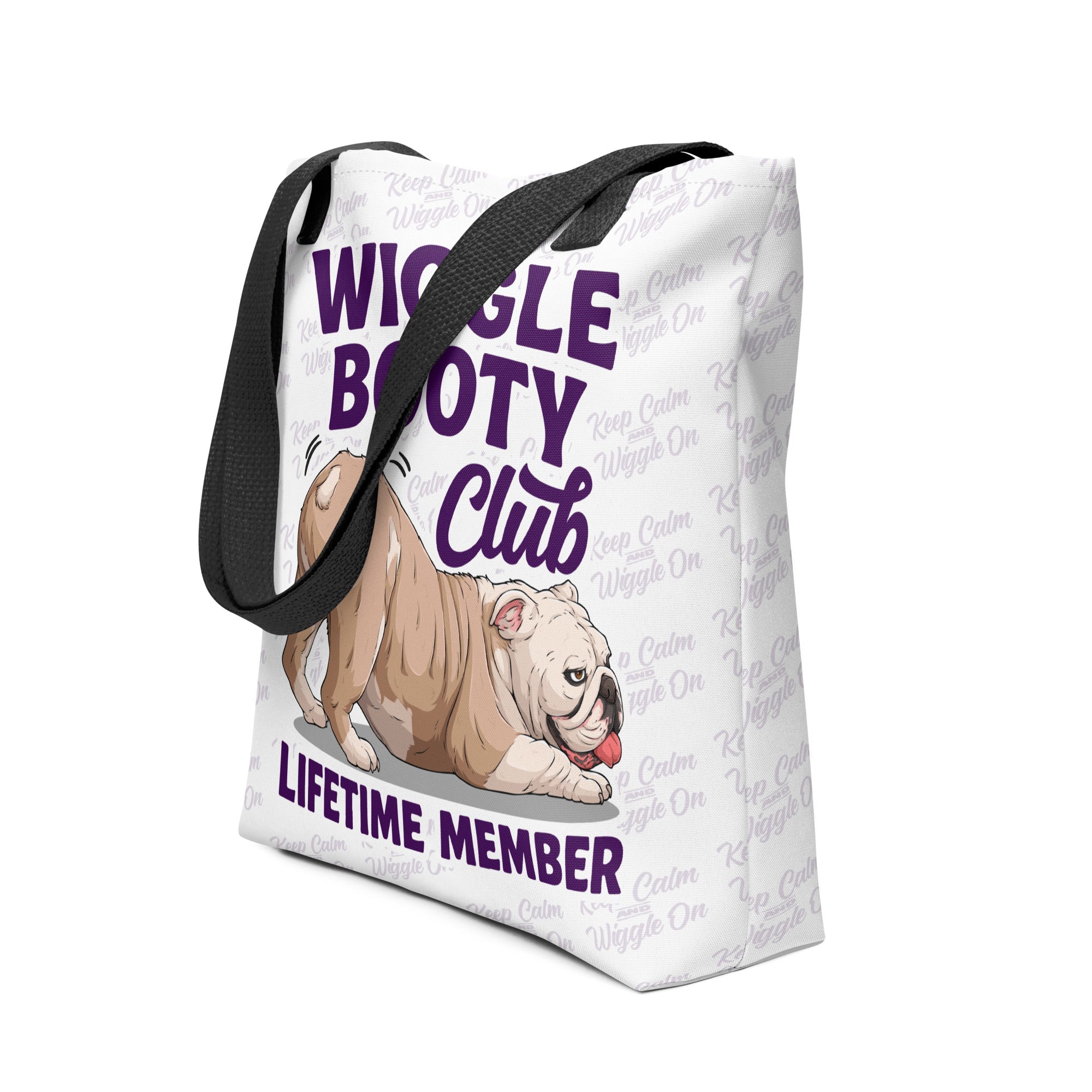 Wiggle Booty Club Tote Bag | Fawn & White Colored English Bulldog