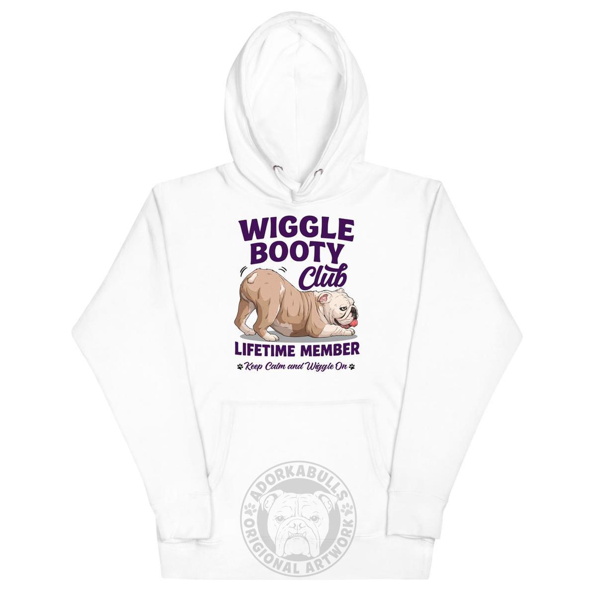 Wiggle Booty Club Unisex Hoodie | B&W Colored English Bulldog