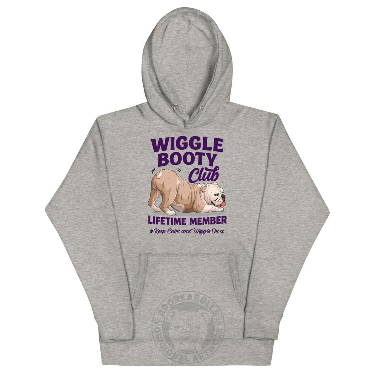 Wiggle Booty Club Unisex Hoodie | B&W Colored English Bulldog