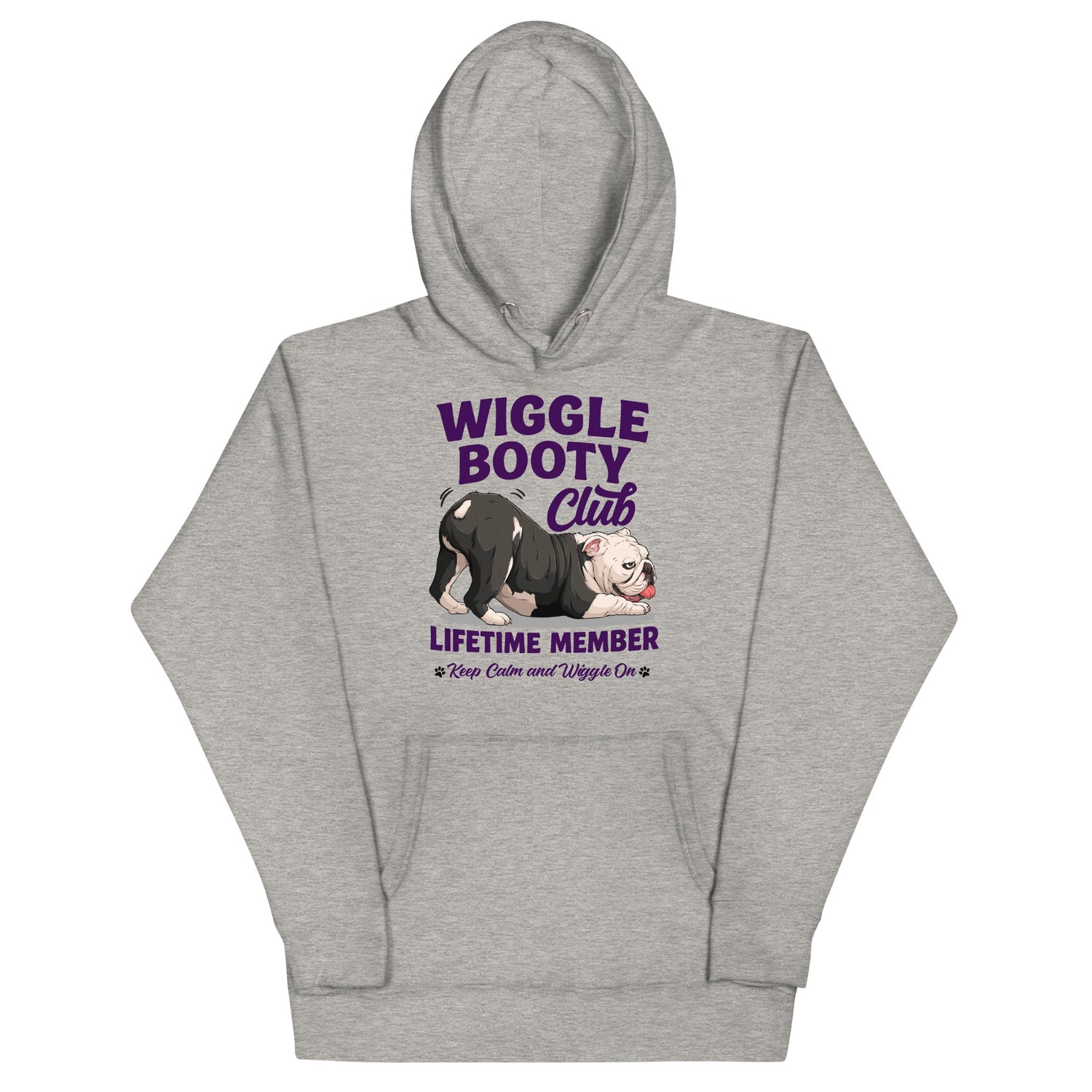 Wiggle Booty Club Unisex Hoodie | Fawn & White Colored English Bulldog